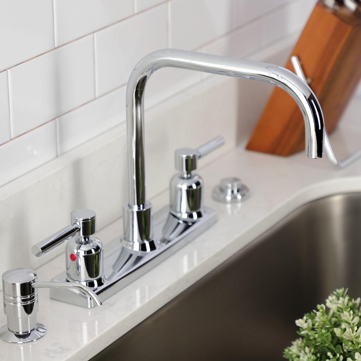 Kingston Sona FB2141DL - Concord Two-Handle 2-Hole 8" Centerset Kitchen Faucet, Polished Chrome — thumbnail 3