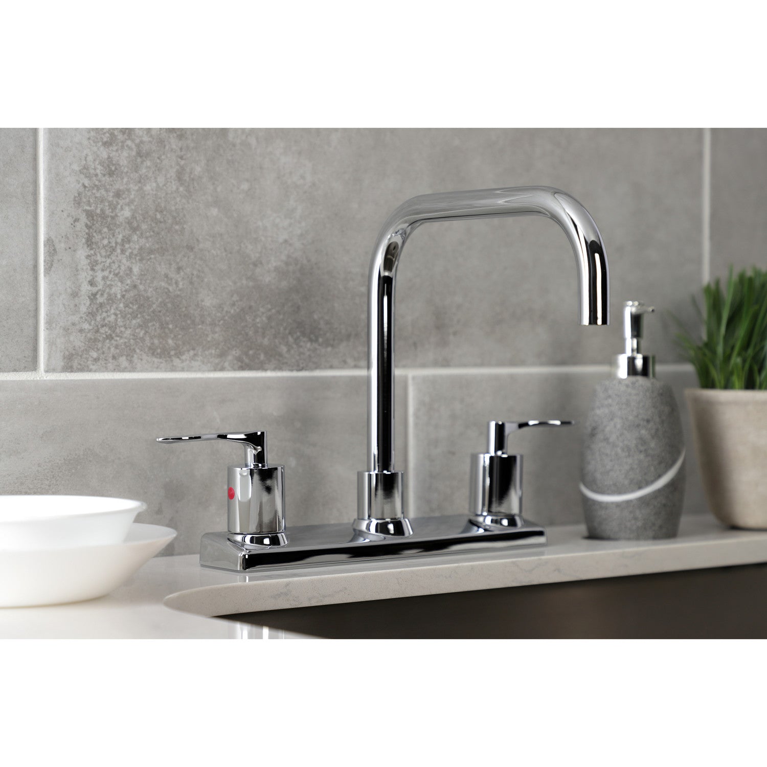 Kingston Tulare FB2141SVL - Serena Two-Handle 2-Hole 8" Centerset Kitchen Faucet, Polished Chrome — thumbnail 3