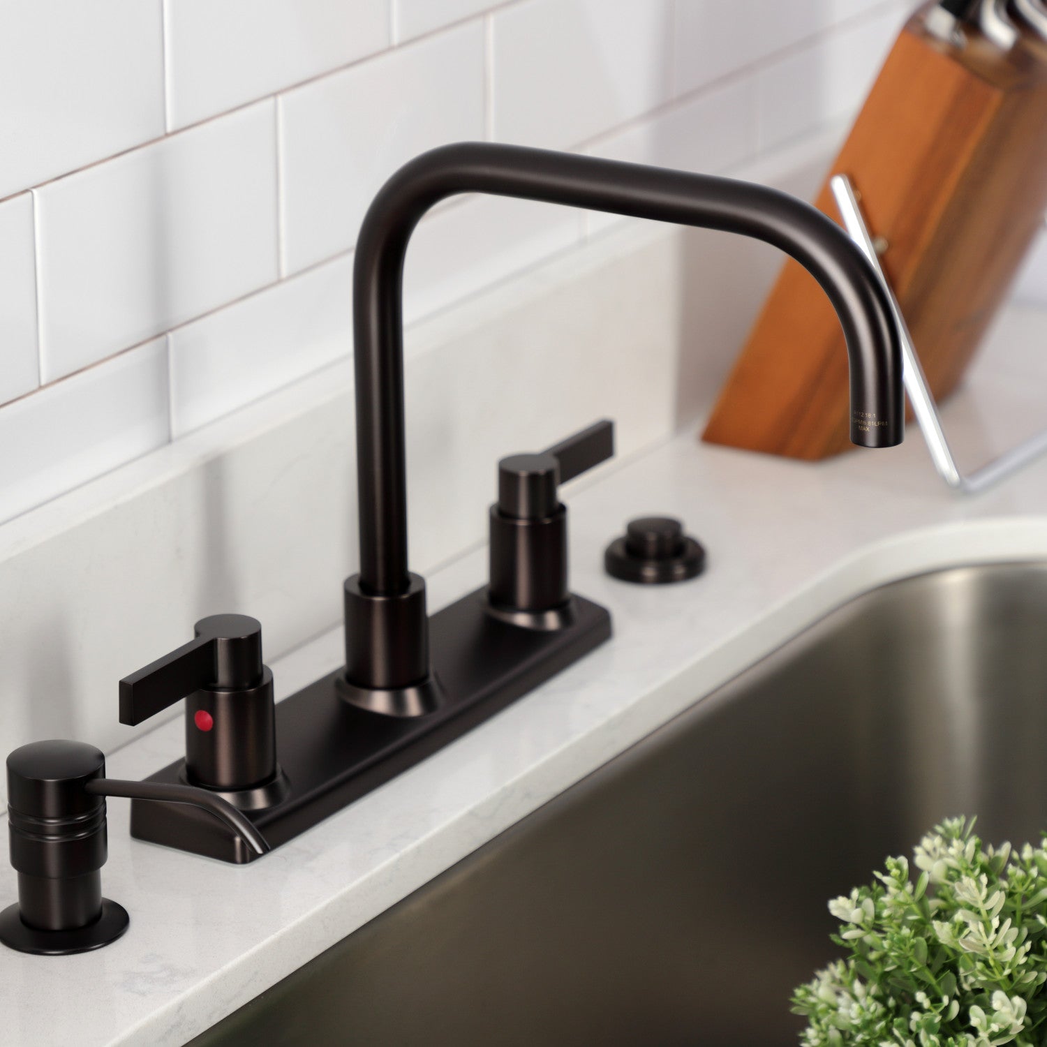 Kingston Sona FB2145NDL - NuvoFusion Two-Handle 2-Hole 8" Centerset Kitchen Faucet, Oil Rubbed Bronze — thumbnail 3