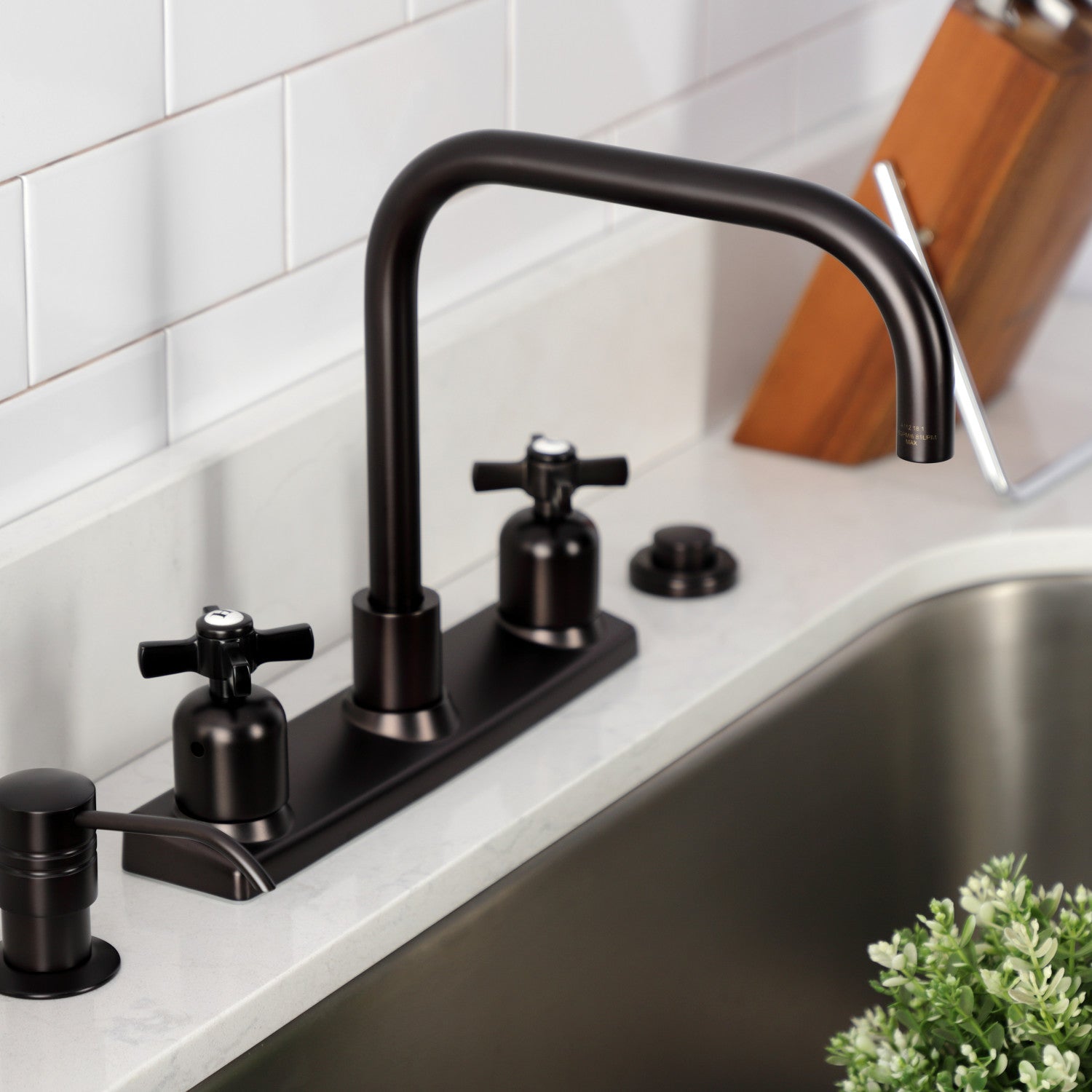 Kingston Tulare FB2145ZX - Millennium Two-Handle 2-Hole 8" Centerset Kitchen Faucet, Oil Rubbed Bronze — thumbnail 3