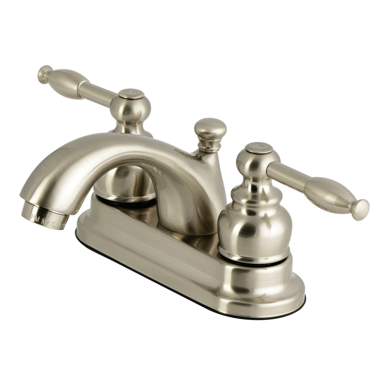 Kingston Tulare FB2608KL - Knight Double-Handle 3-Hole Deck Mount 4-Inch Centerset Bathroom Faucet with Pop-Up Drain, Brushed Nickel