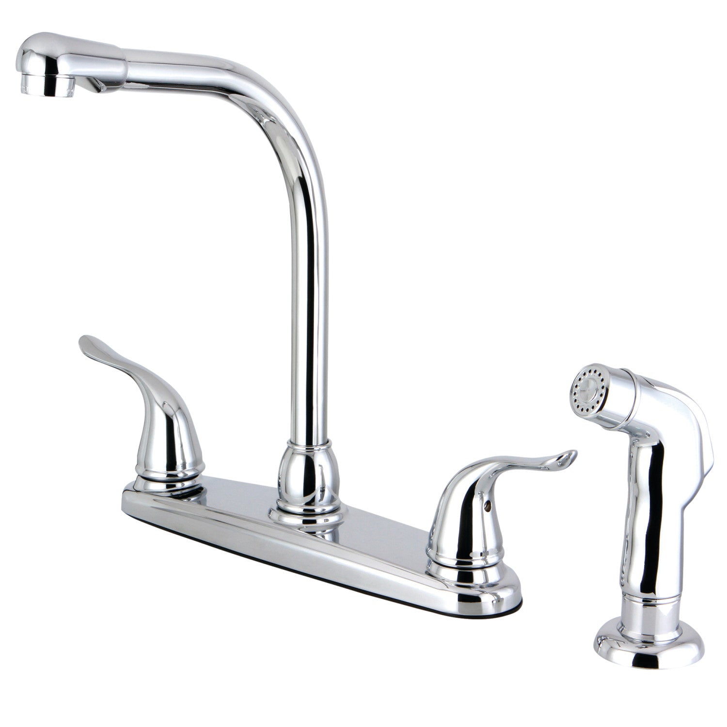 Kingston Tulare FB2751YLSP - Yosemite Two-Handle 4-Hole 8" Centerset Kitchen Faucet with Side Sprayer, Polished Chrome