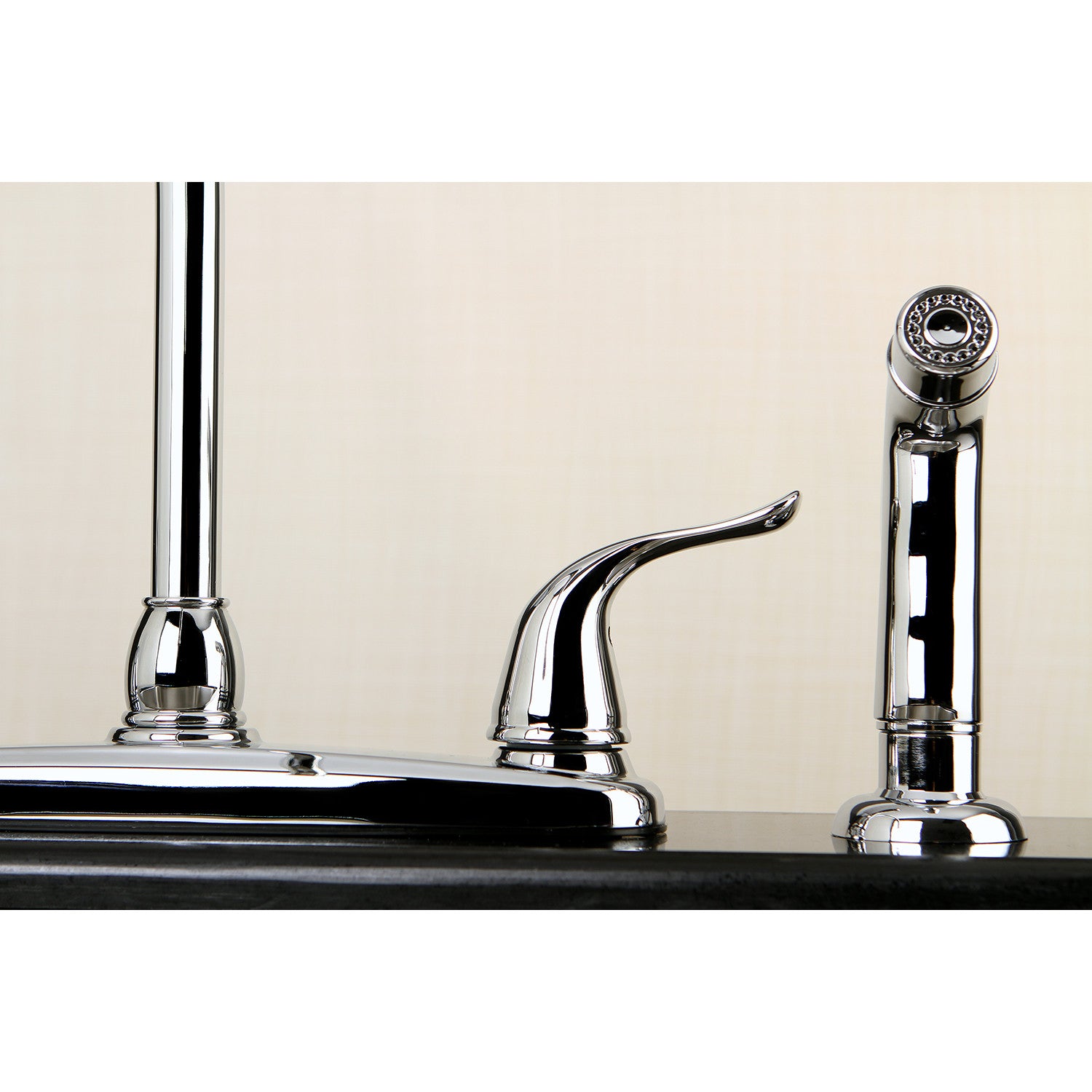 Kingston Tulare FB2791YLSP - Yosemite Two-Handle 4-Hole 8" Centerset Kitchen Faucet with Side Sprayer, Polished Chrome — thumbnail 2