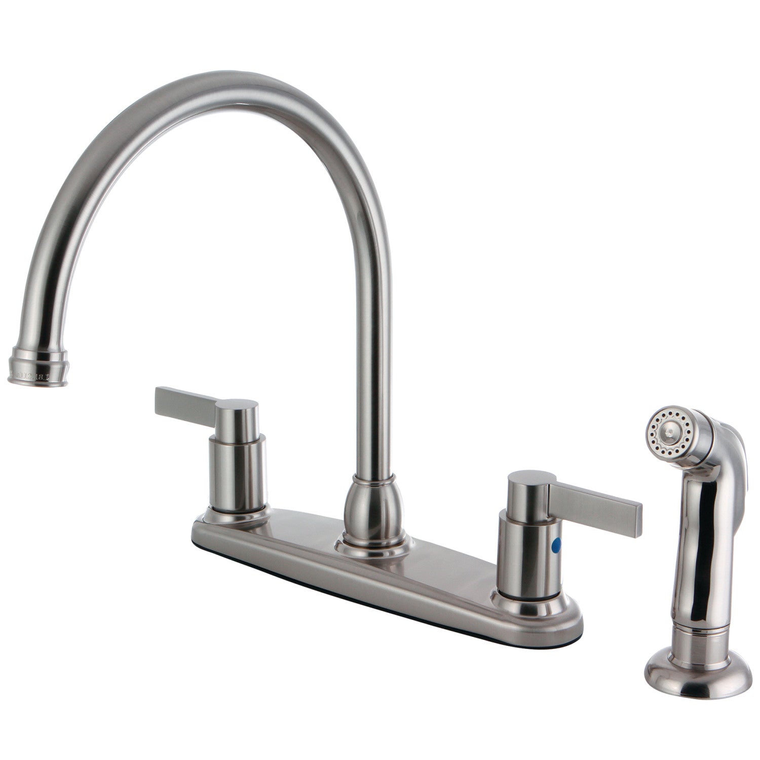 Kingston Tulare FB2798NDLSP - NuvoFusion Two-Handle 4-Hole 8" Centerset Kitchen Faucet with Side Sprayer, Brushed Nickel