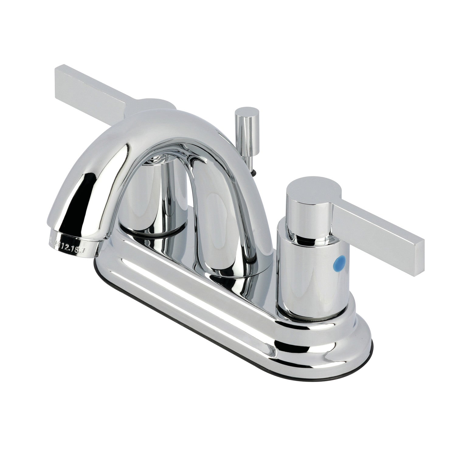 Kingston Tulare FB5611NDL - NuvoFusion Double-Handle 3-Hole Deck Mount 4-Inch Centerset Bathroom Faucet with Pop-Up Drain, Polished Chrome