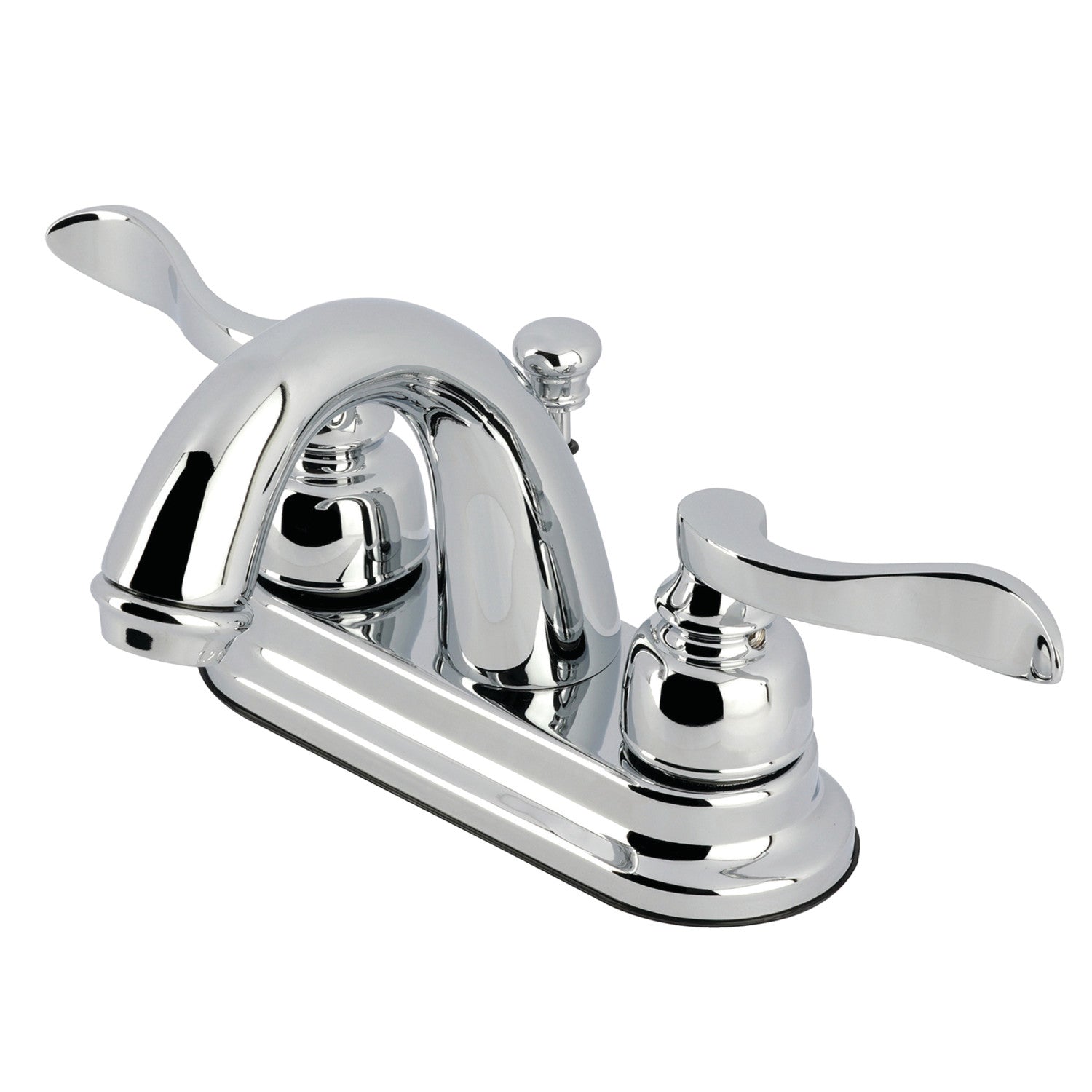 Kingston Tulare FB5611NFL - NuWave French Double-Handle 3-Hole Deck Mount 4-Inch Centerset Bathroom Faucet with Pop-Up Drain, Polished Chrome