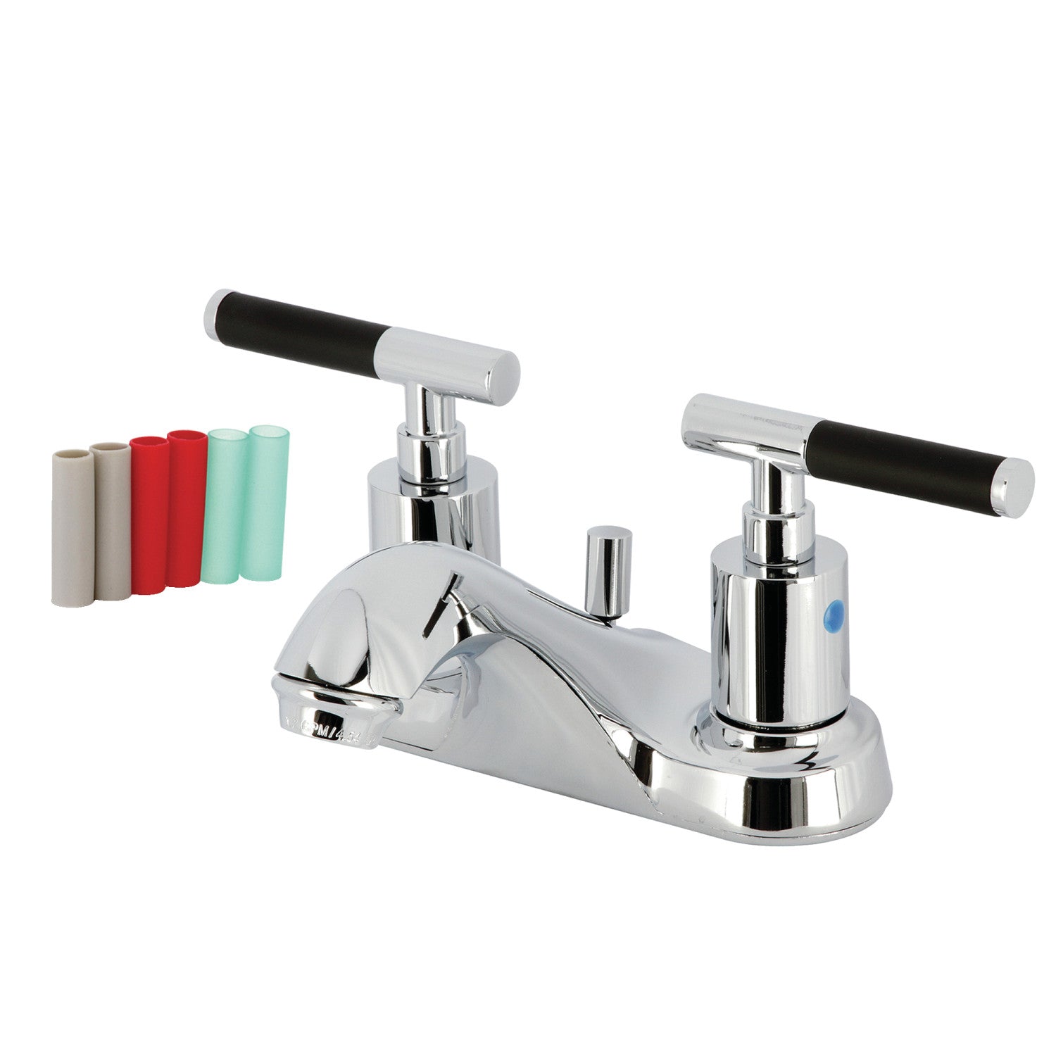 Kingston Tulare FB5621CKL - Kaiser Double-Handle 3-Hole Deck Mount 4-Inch Centerset Bathroom Faucet with Pop-Up Drain, Polished Chrome