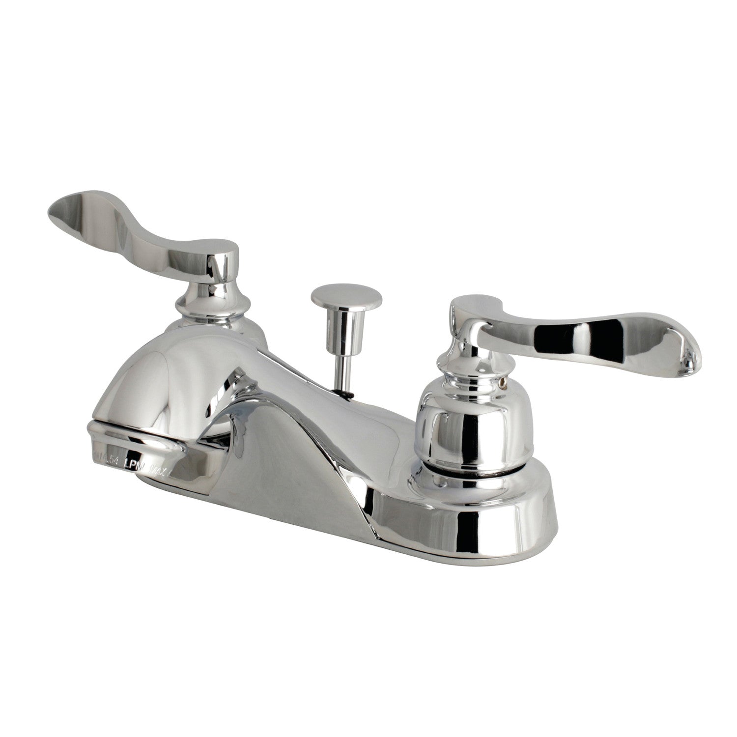 Kingston Tulare FB5621NFL - NuWave French Double-Handle 3-Hole Deck Mount 4-Inch Centerset Bathroom Faucet with Pop-Up Drain, Polished Chrome