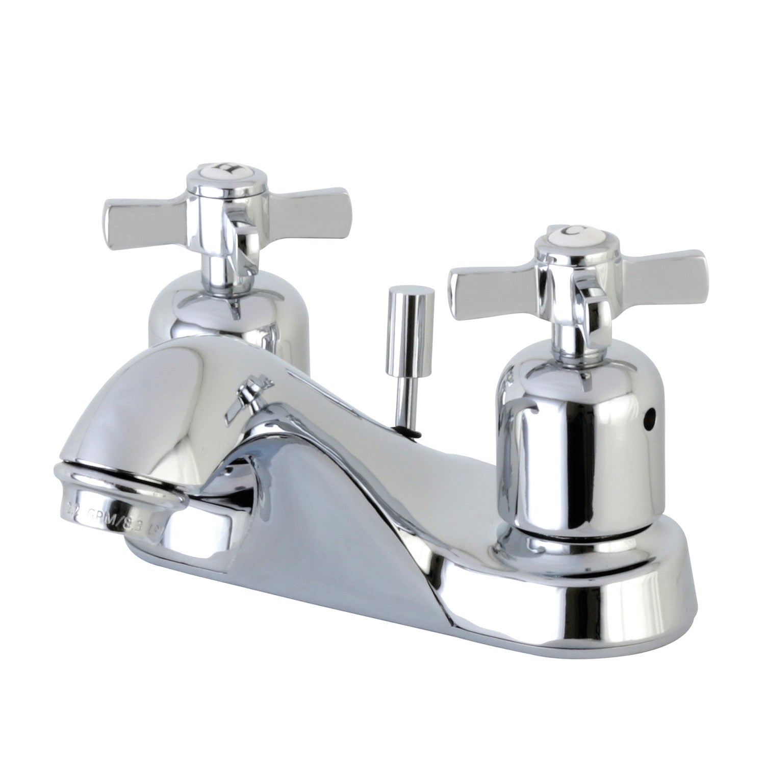 Kingston Tulare FB5621ZX - Millennium Double-Handle 3-Hole Deck Mount 4-Inch Centerset Bathroom Faucet with Pop-Up Drain, Polished Chrome