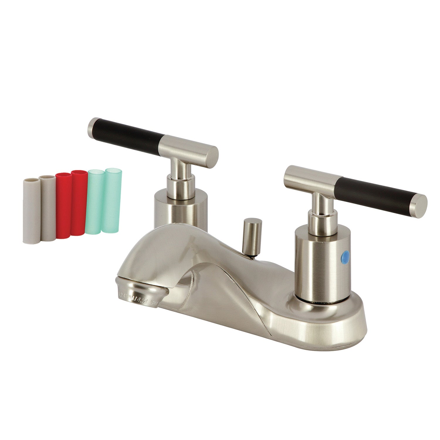Kingston Tulare FB5628CKL - Kaiser Double-Handle 3-Hole Deck Mount 4-Inch Centerset Bathroom Faucet with Pop-Up Drain, Brushed Nickel