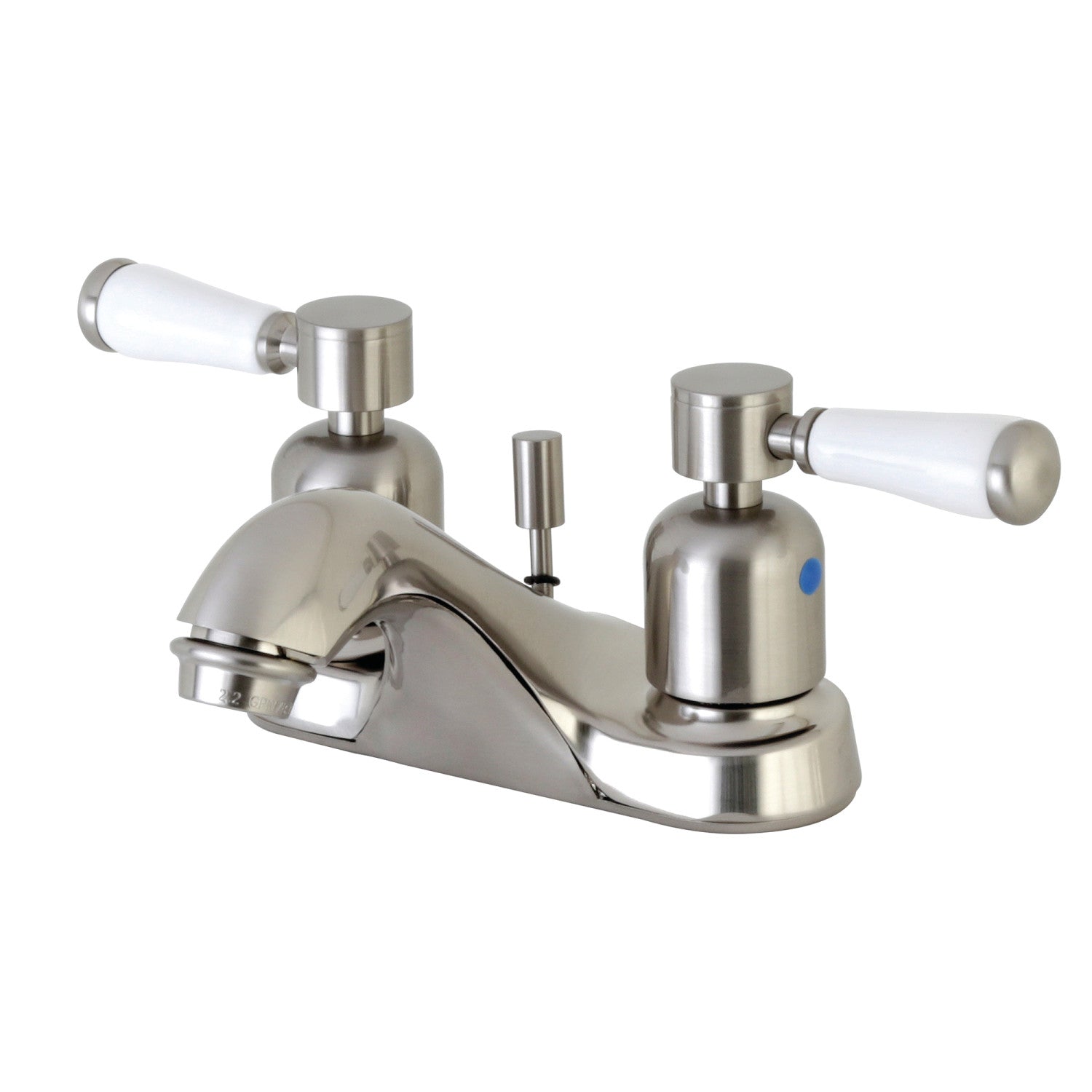 Kingston Tulare FB5628DPL - Paris Double-Handle 3-Hole Deck Mount 4-Inch Centerset Bathroom Faucet with Pop-Up Drain, Brushed Nickel