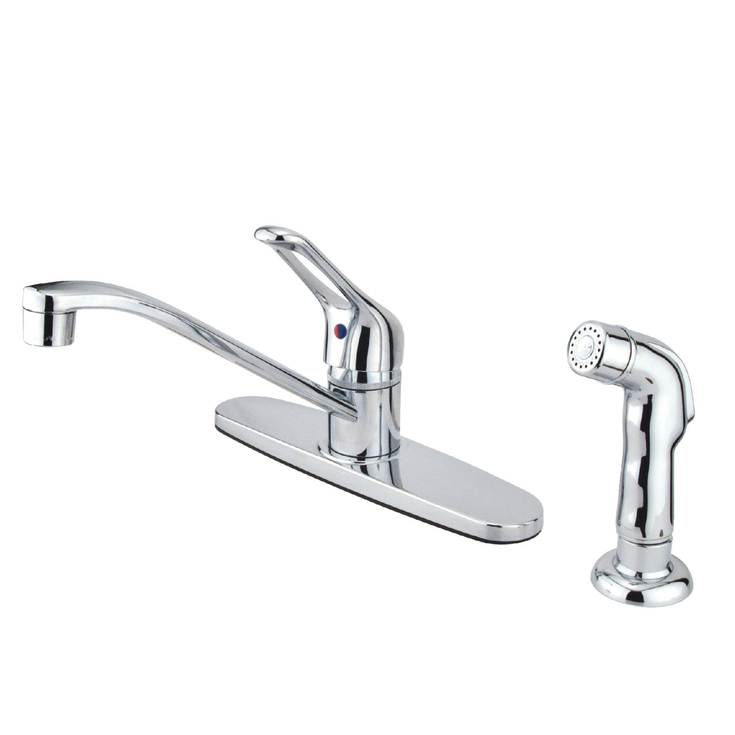Kingston Tulare FB562SP - Wyndham One-Handle 4-Hole 8" Centerset Kitchen Faucet with Side Sprayer, Polished Chrome — image 1