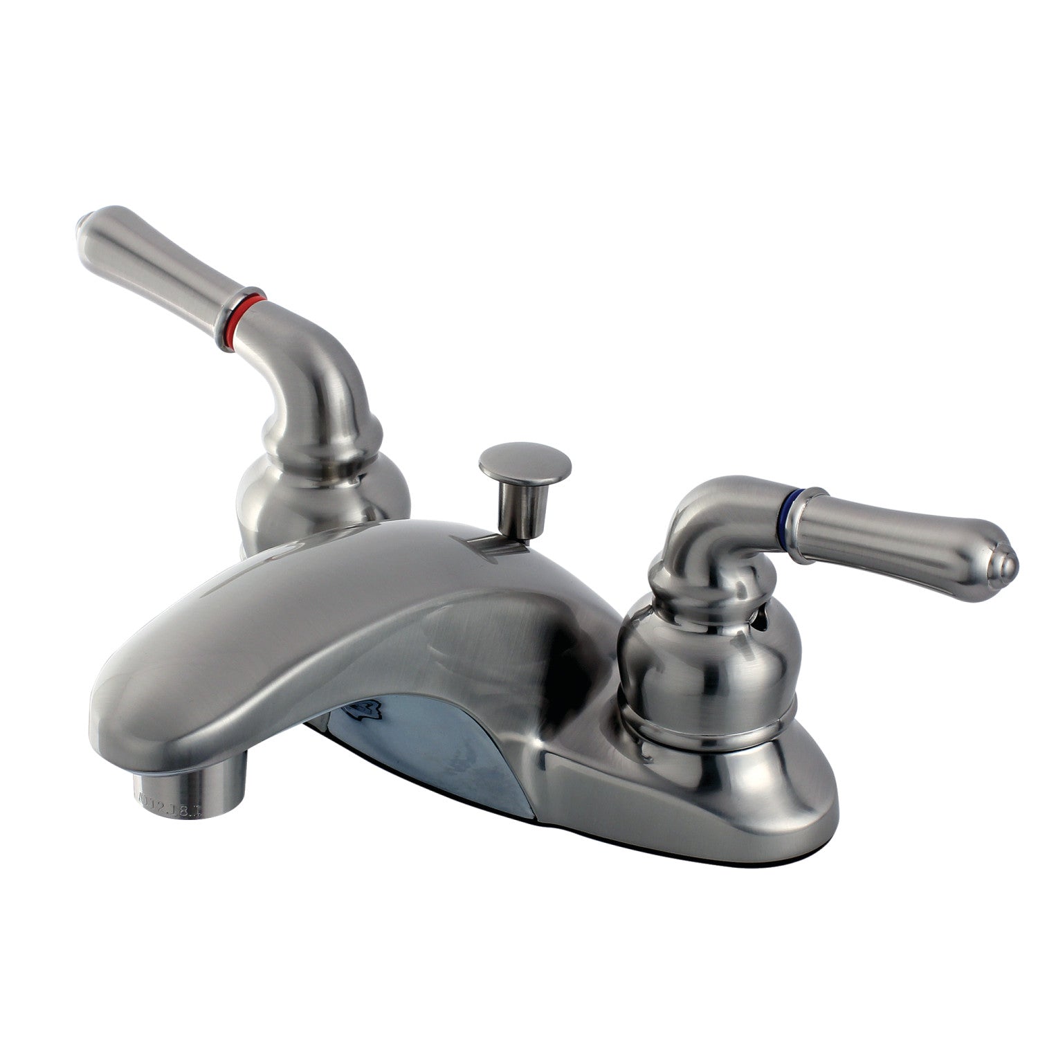 Kingston Tulare FB628 - Magellan Double-Handle 3-Hole Deck Mount 4-Inch Centerset Bathroom Faucet with Pop-Up Drain, Brushed Nickel