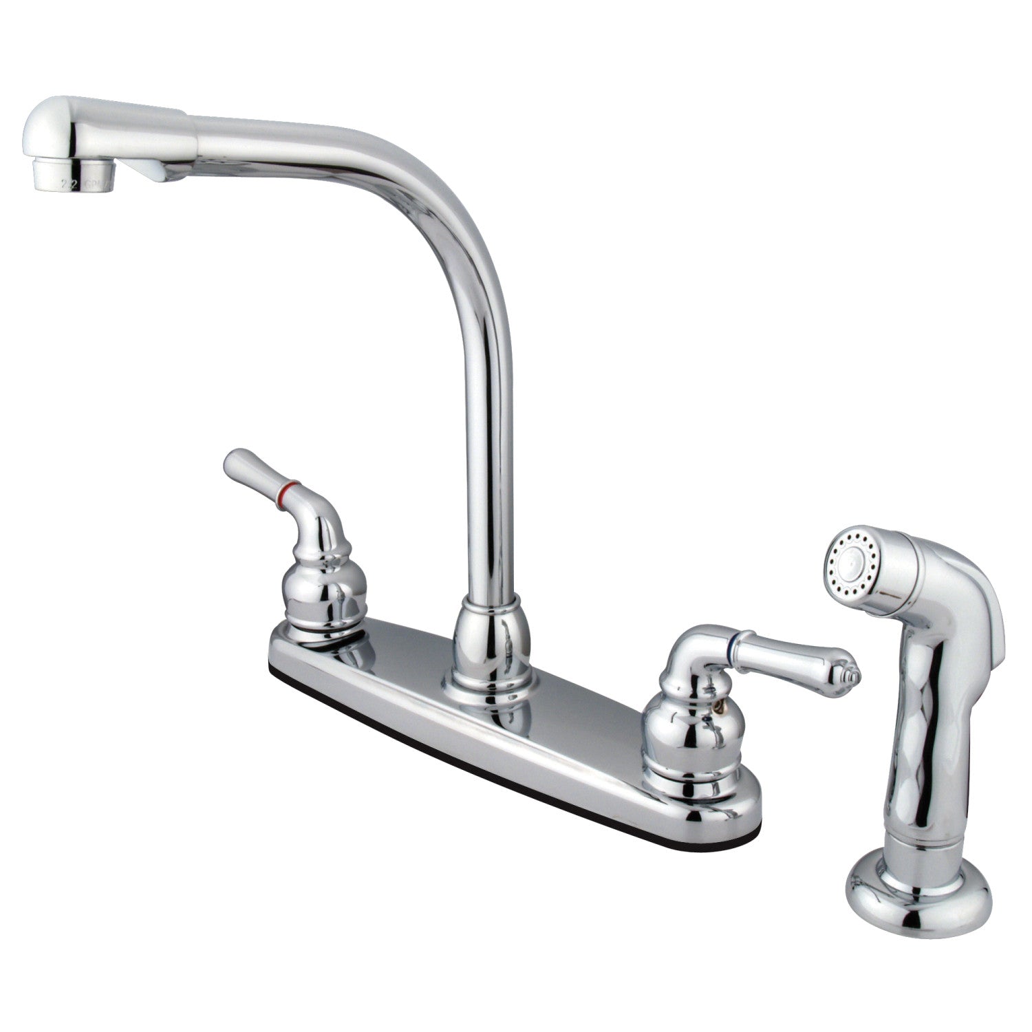 Kingston Tulare FB751SP - Americana Two-Handle 4-Hole 8" Centerset Kitchen Faucet with Side Sprayer, Polished Chrome