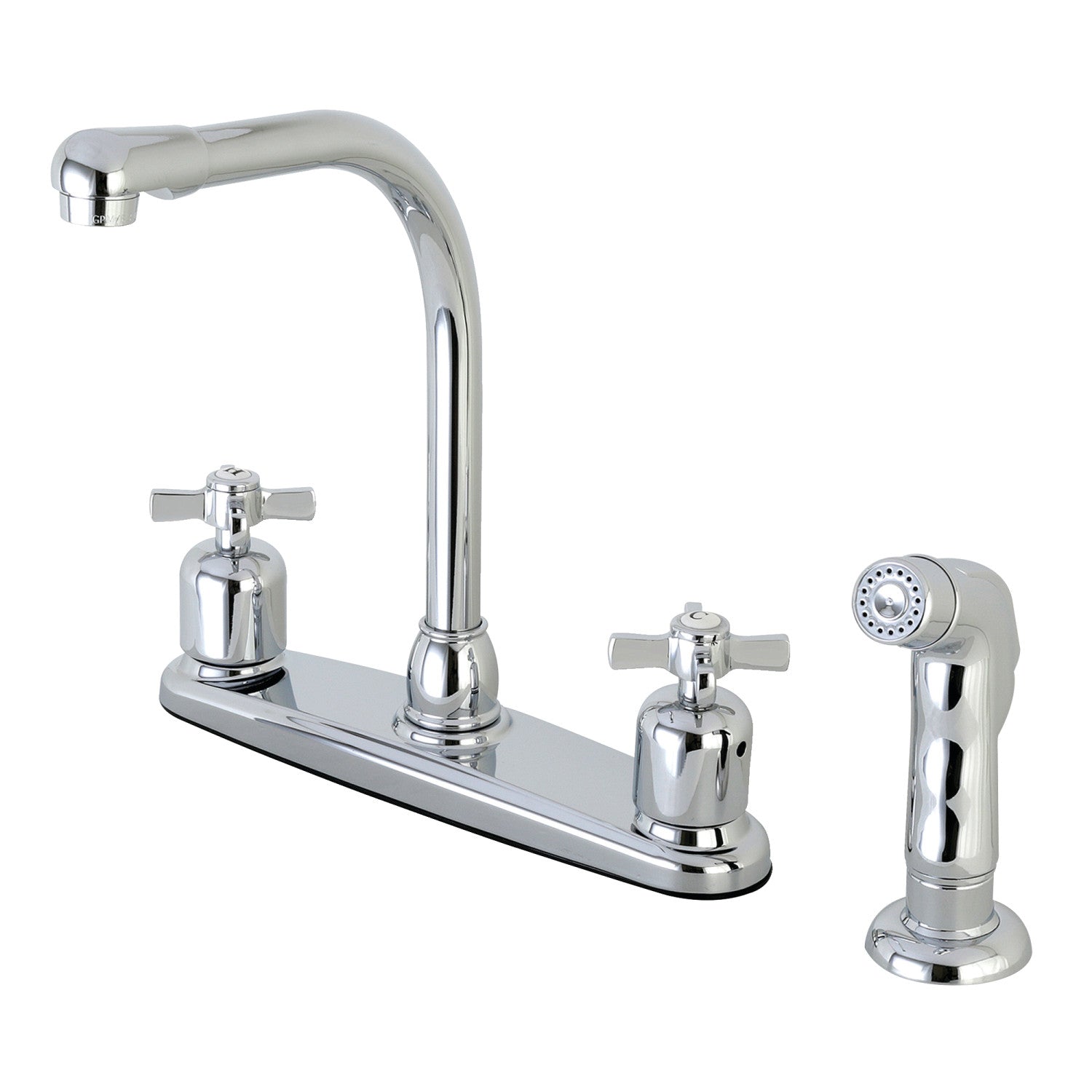 Kingston Tulare FB751ZXSP - Millennium Two-Handle 4-Hole 8" Centerset Kitchen Faucet with Side Sprayer, Polished Chrome