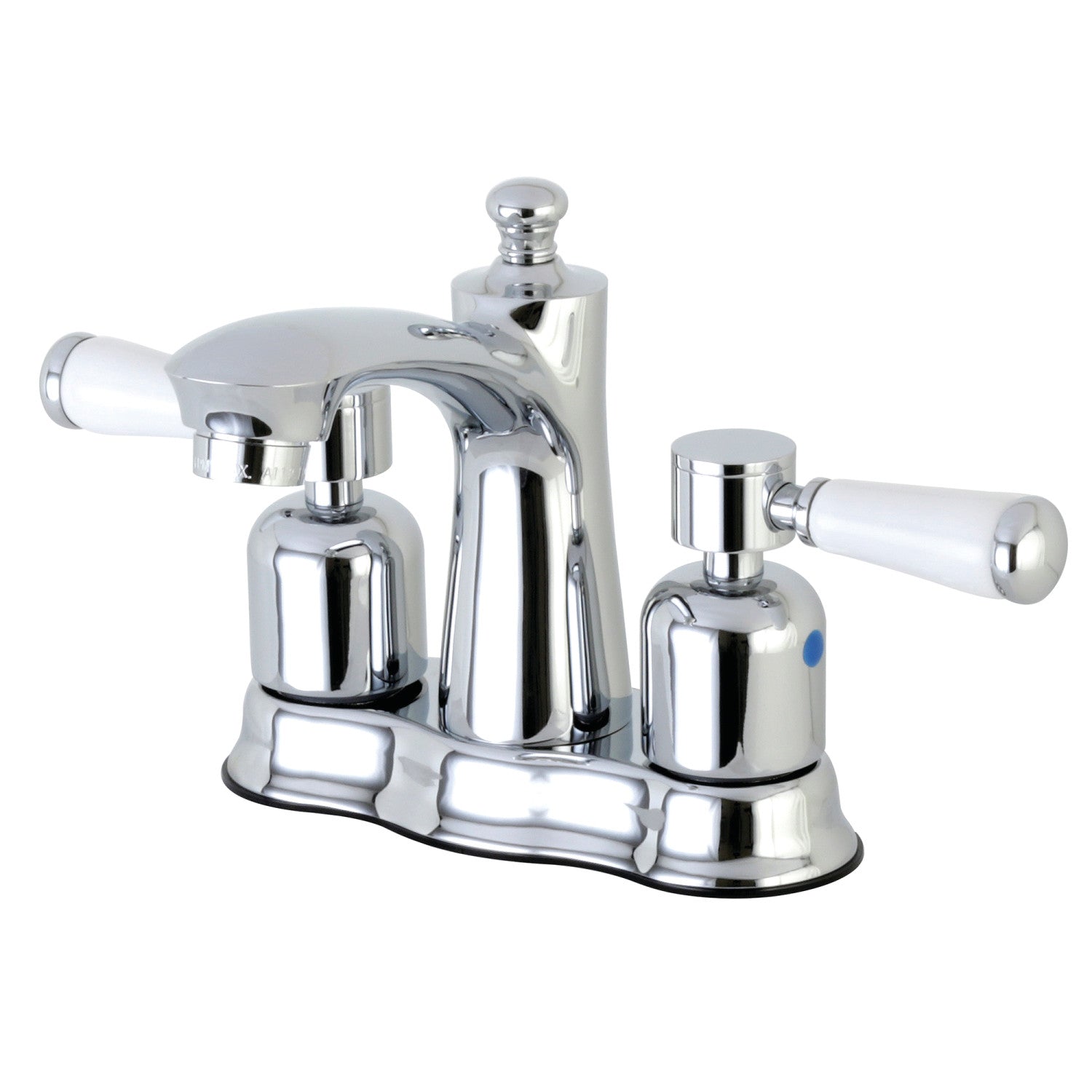Kingston Tulare FB7611DPL - Paris Double-Handle 3-Hole Deck Mount 4-Inch Centerset Bathroom Faucet with Pop-Up Drain, Polished Chrome