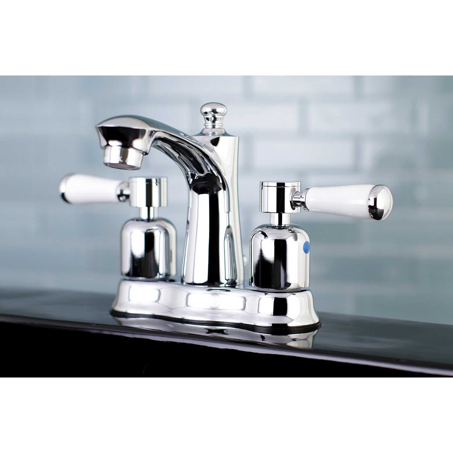 Kingston Tulare FB7611DPL - Paris Double-Handle 3-Hole Deck Mount 4-Inch Centerset Bathroom Faucet with Pop-Up Drain, Polished Chrome — thumbnail 2