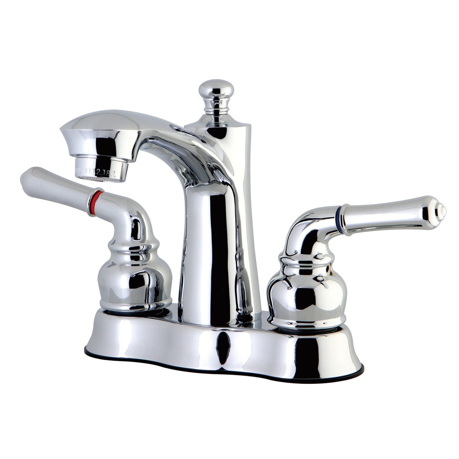 Kingston Tulare FB7611NML - Naples Double-Handle 3-Hole Deck Mount 4-Inch Centerset Bathroom Faucet with Pop-Up Drain, Polished Chrome