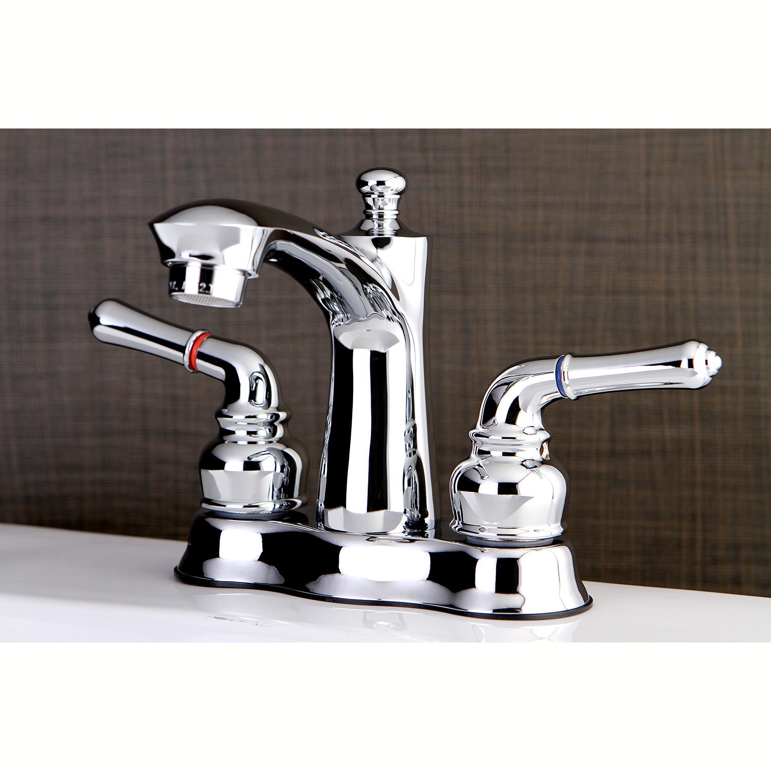 Kingston Tulare FB7611NML - Naples Double-Handle 3-Hole Deck Mount 4-Inch Centerset Bathroom Faucet with Pop-Up Drain, Polished Chrome — thumbnail 2