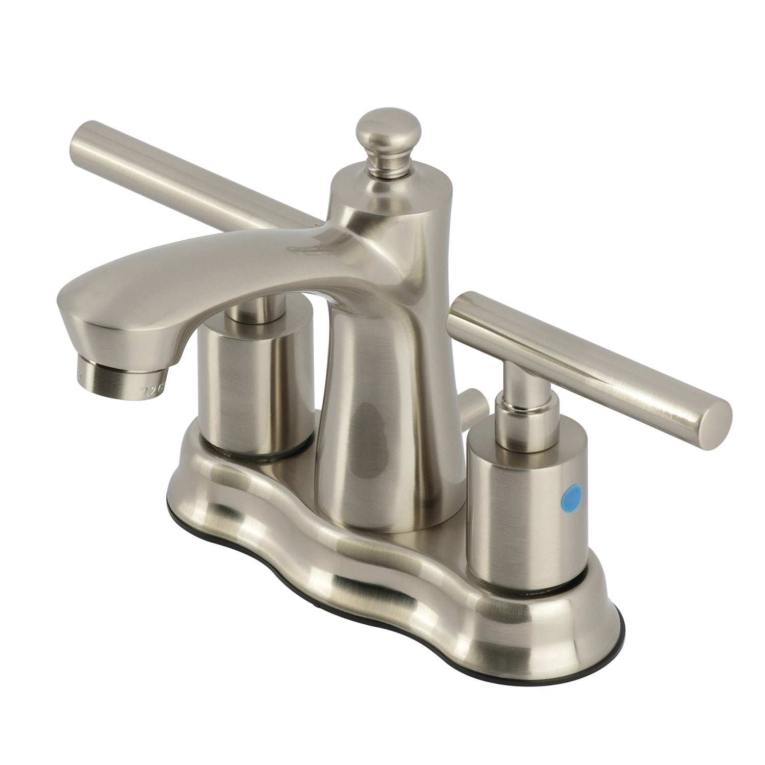 Kingston Tulare FB7618CML - Manhattan Double-Handle 3-Hole Deck Mount 4-Inch Centerset Bathroom Faucet with Pop-Up Drain, Brushed Nickel