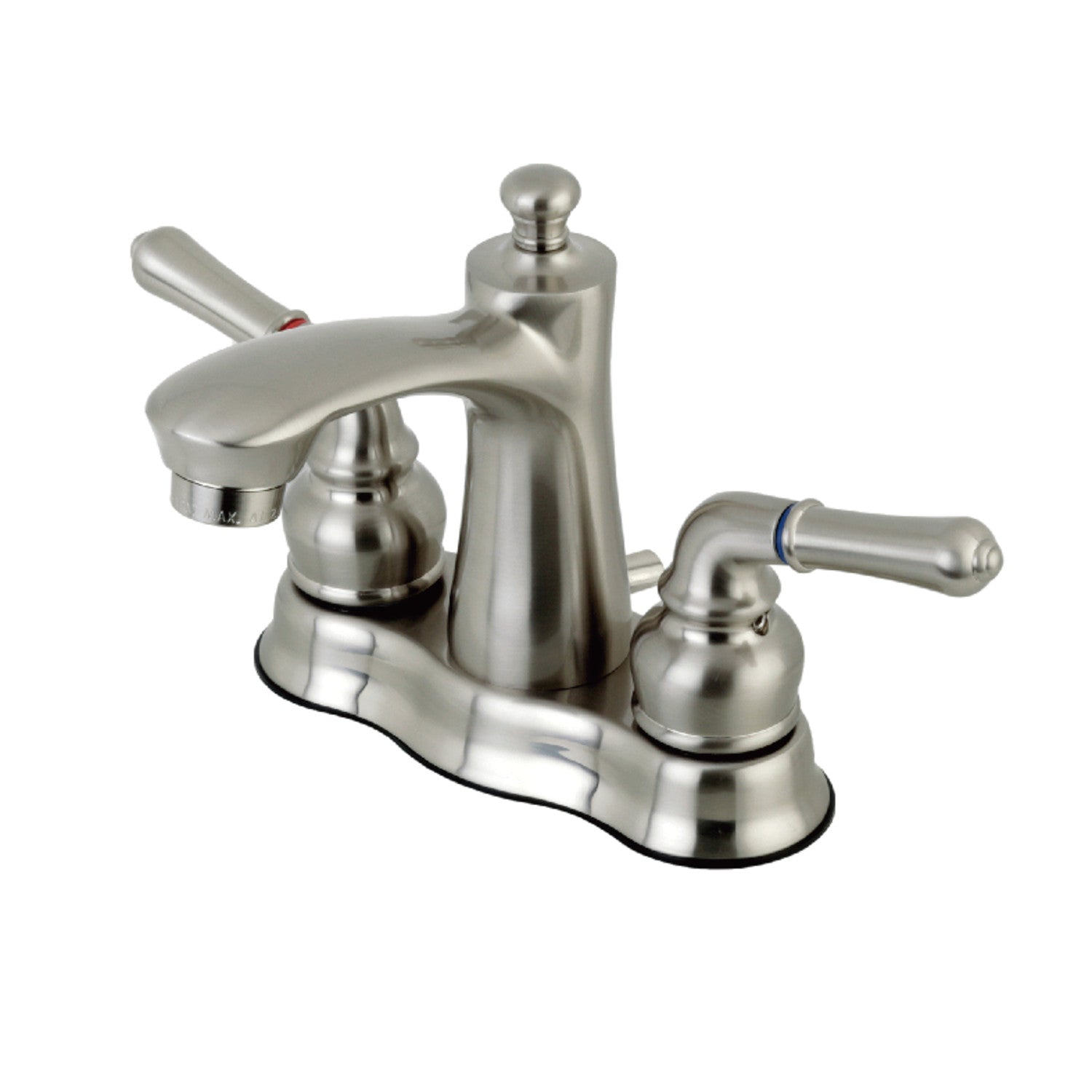Kingston Tulare FB7618NML - Naples Double-Handle 3-Hole Deck Mount 4-Inch Centerset Bathroom Faucet with Pop-Up Drain, Brushed Nickel