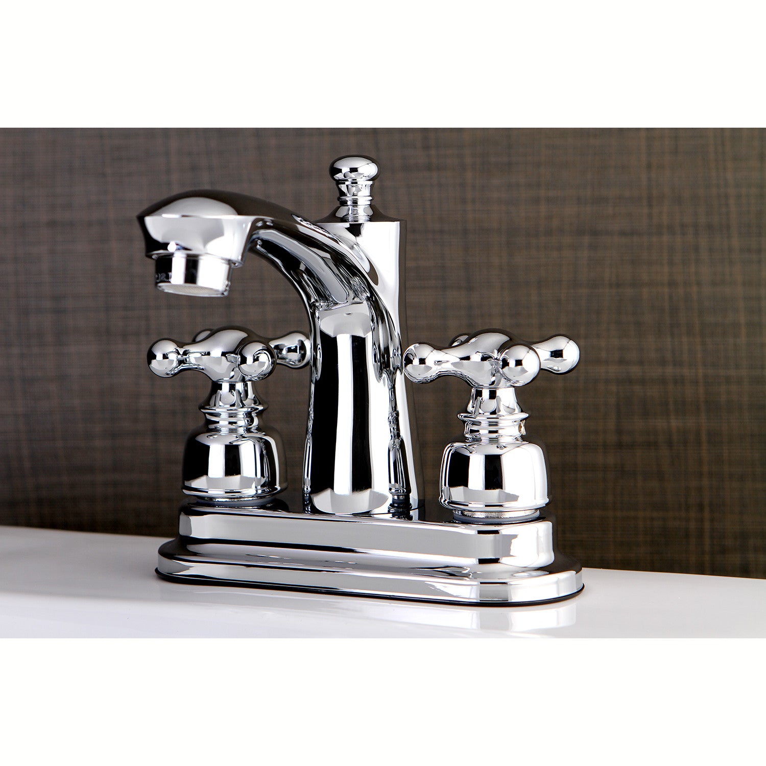 Kingston Victorian FB7621AX Double-Handle 3-Hole Deck Mount 4-Inch Centerset Bathroom Faucet with Pop-Up Drain, Polished Chrome — thumbnail 2