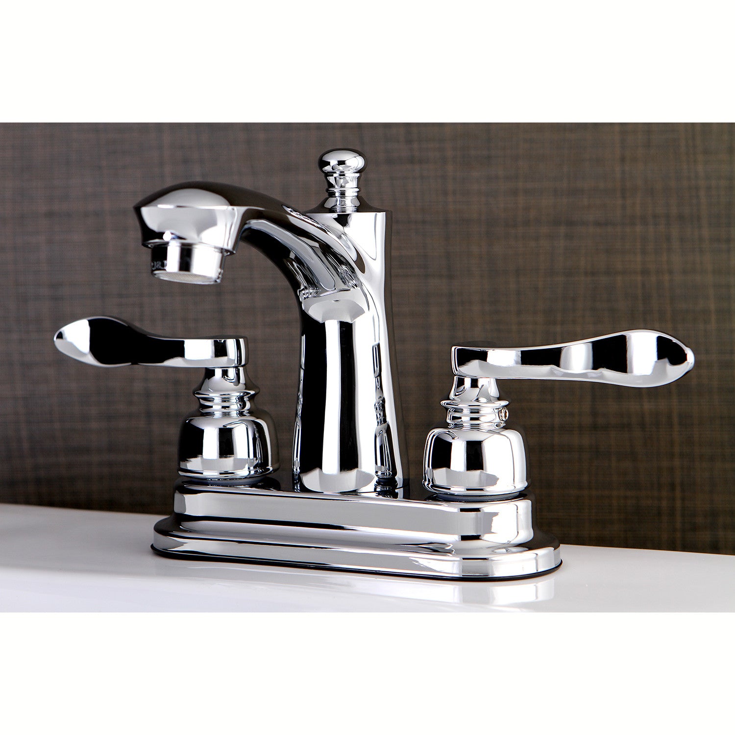 Kingston Tulare FB7621NFL - NuWave French Double-Handle 3-Hole Deck Mount 4-Inch Centerset Bathroom Faucet with Pop-Up Drain, Polished Chrome — thumbnail 2