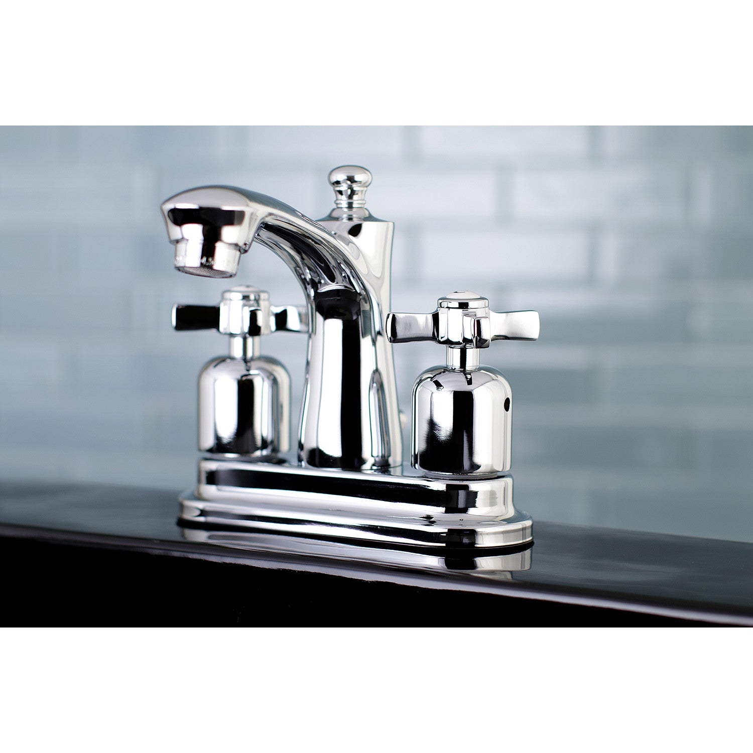 Kingston Tulare FB7621ZX - Millennium Double-Handle 3-Hole Deck Mount 4-Inch Centerset Bathroom Faucet with Pop-Up Drain, Polished Chrome — thumbnail 2
