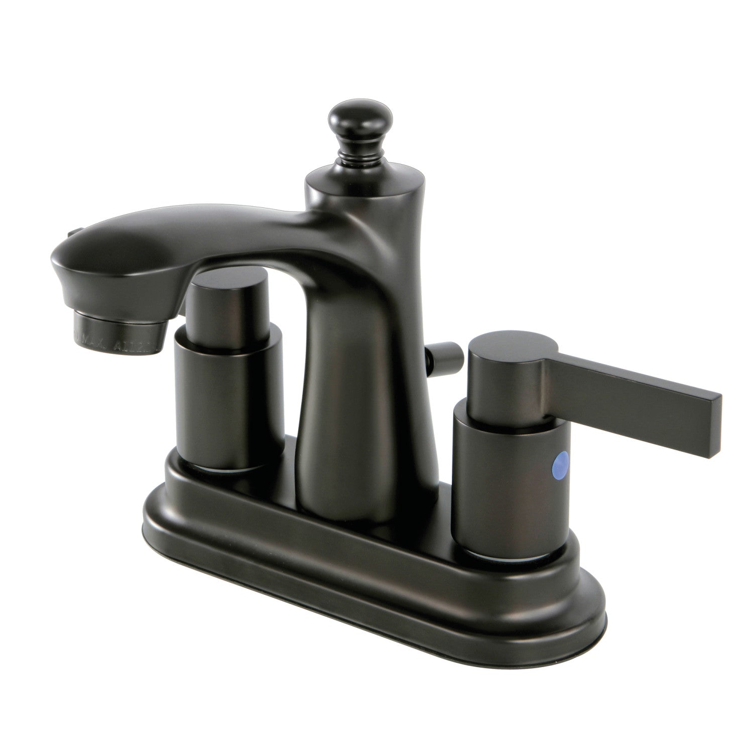 Kingston NuvoFusion FB7625NDL Double-Handle 3-Hole Deck Mount 4-Inch Centerset Bathroom Faucet with Pop-Up Drain, Oil Rubbed Bronze