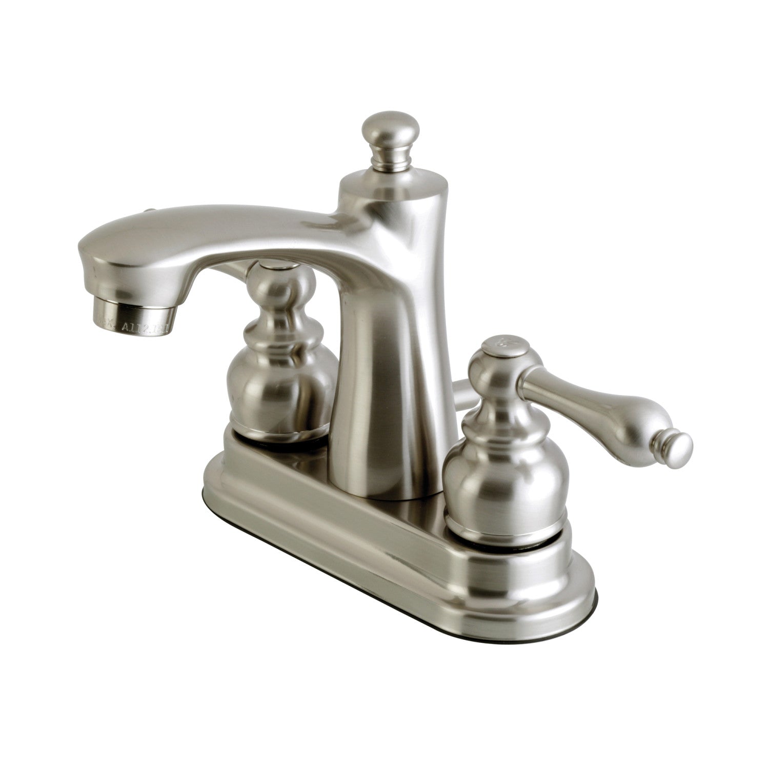 Kingston Tulare FB7628AL - Victorian Double-Handle 3-Hole Deck Mount 4-Inch Centerset Bathroom Faucet with Pop-Up Drain, Brushed Nickel