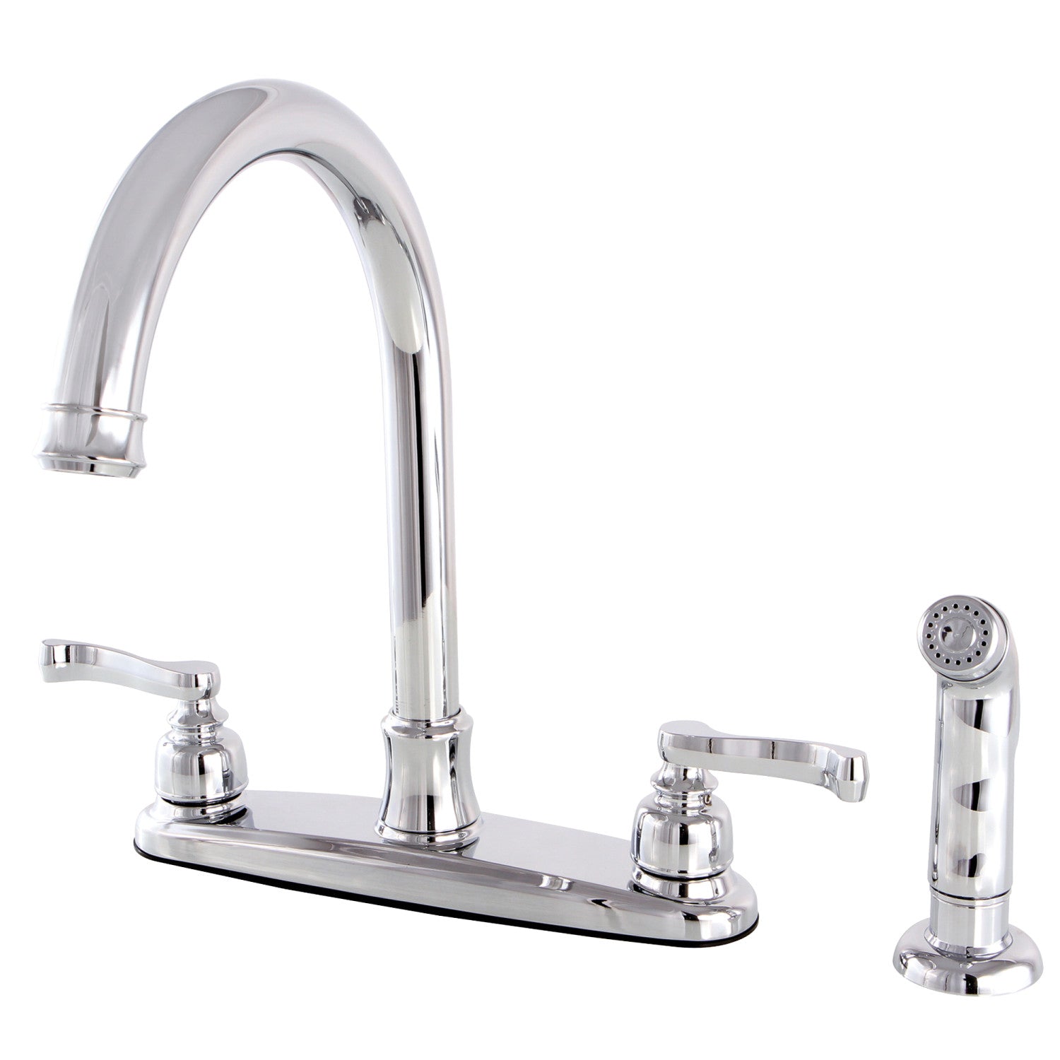 Kingston Tulare FB7791FLSP - Royale Two-Handle 4-Hole 8" Centerset Kitchen Faucet with Side Sprayer, Polished Chrome
