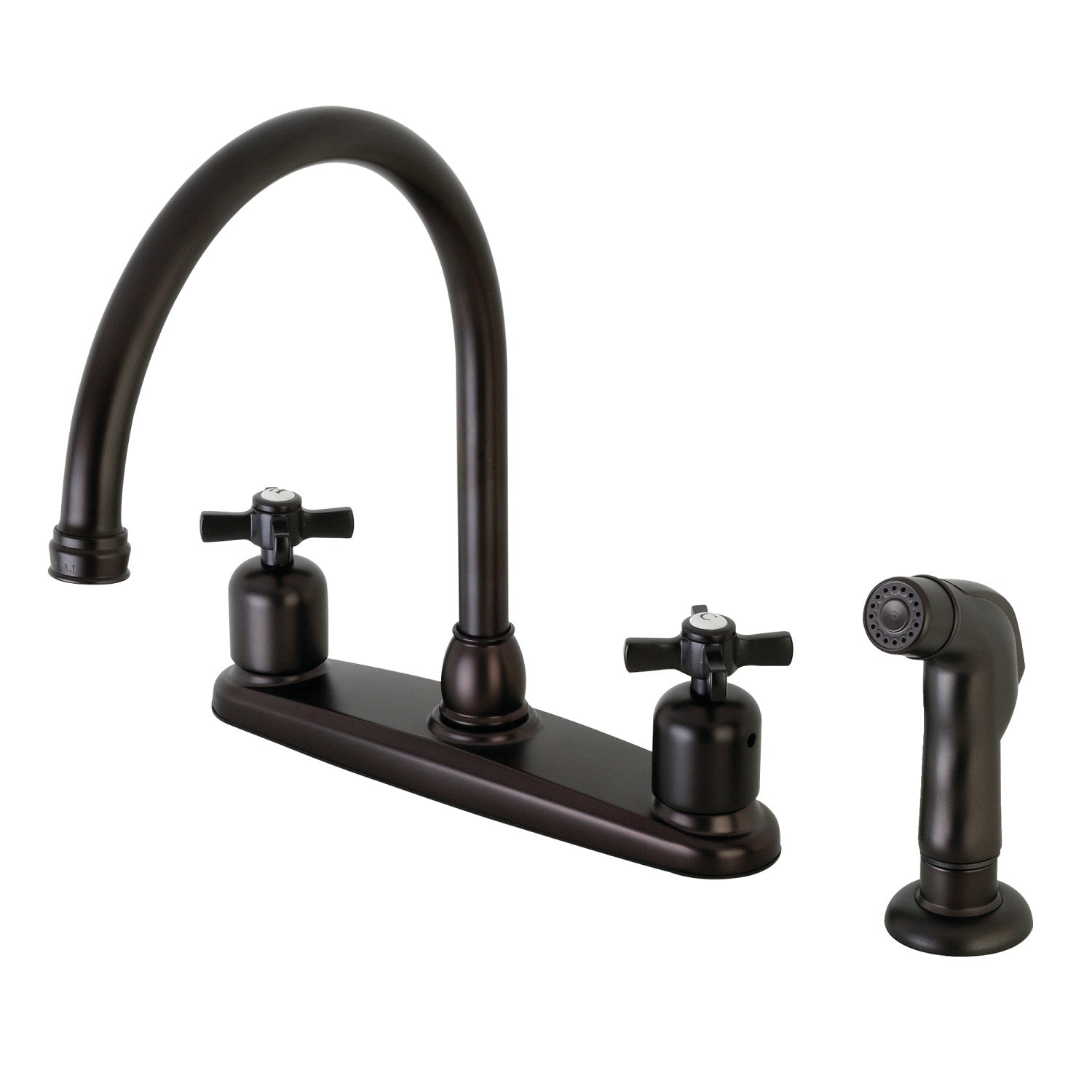 Kingston Tulare FB795ZXSP - Millennium Two-Handle 4-Hole 8" Centerset Kitchen Faucet with Side Sprayer, Oil Rubbed Bronze