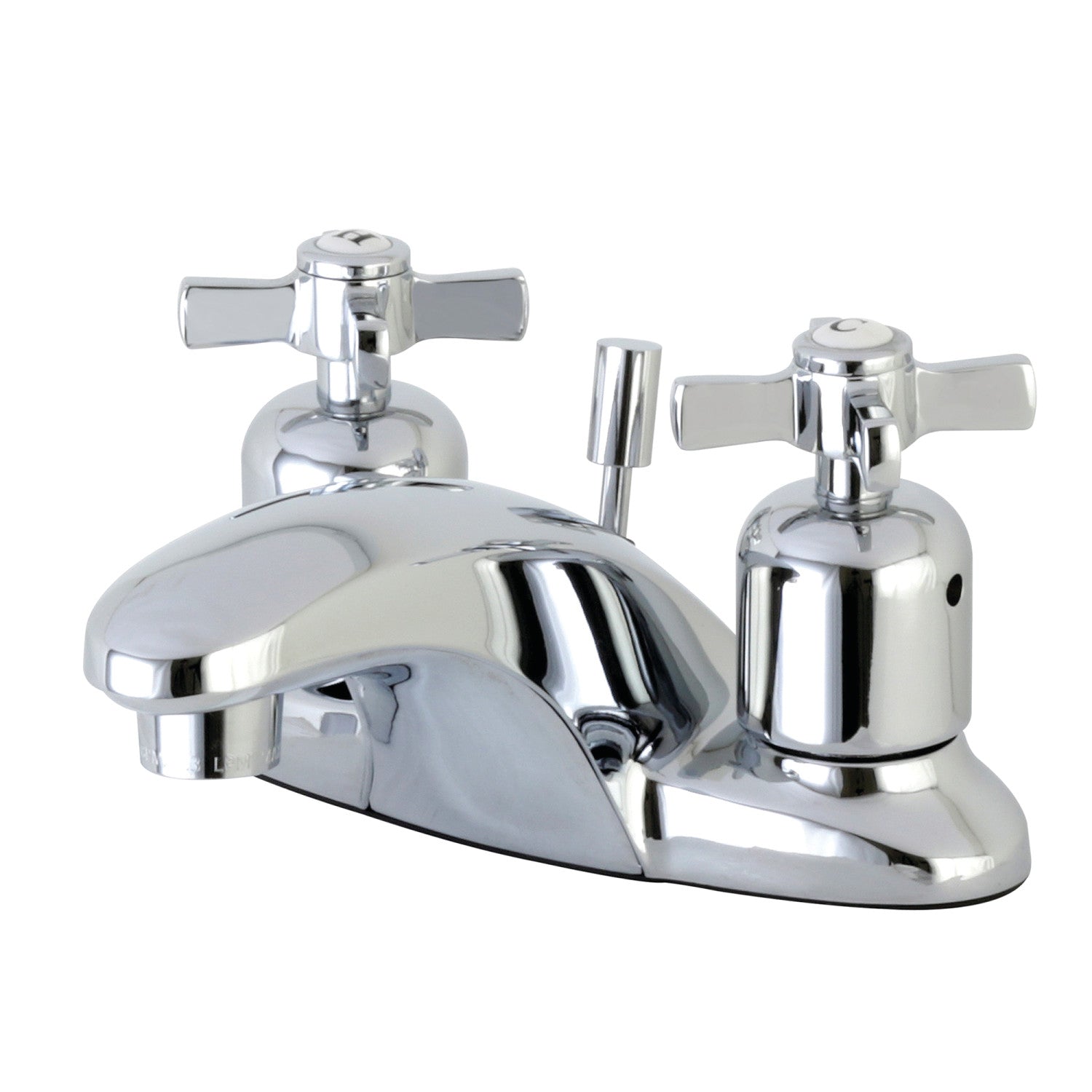 Kingston Tulare FB8621ZX - Millennium Double-Handle 3-Hole Deck Mount 4-Inch Centerset Bathroom Faucet with Pop-Up Drain, Polished Chrome