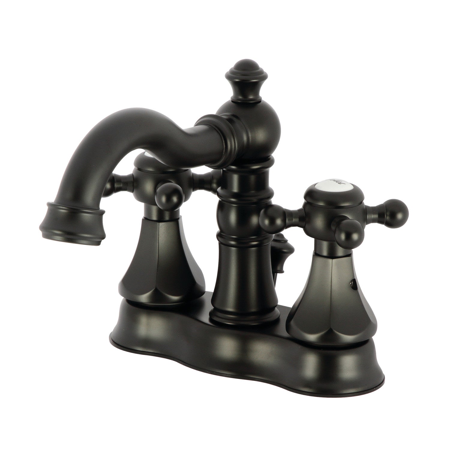 Kingston Heirloom FSC1600BX - Metropolitan Double-Handle 3-Hole Deck Mount 4-Inch Centerset Bathroom Faucet with Brass Pop-Up, Matte Black