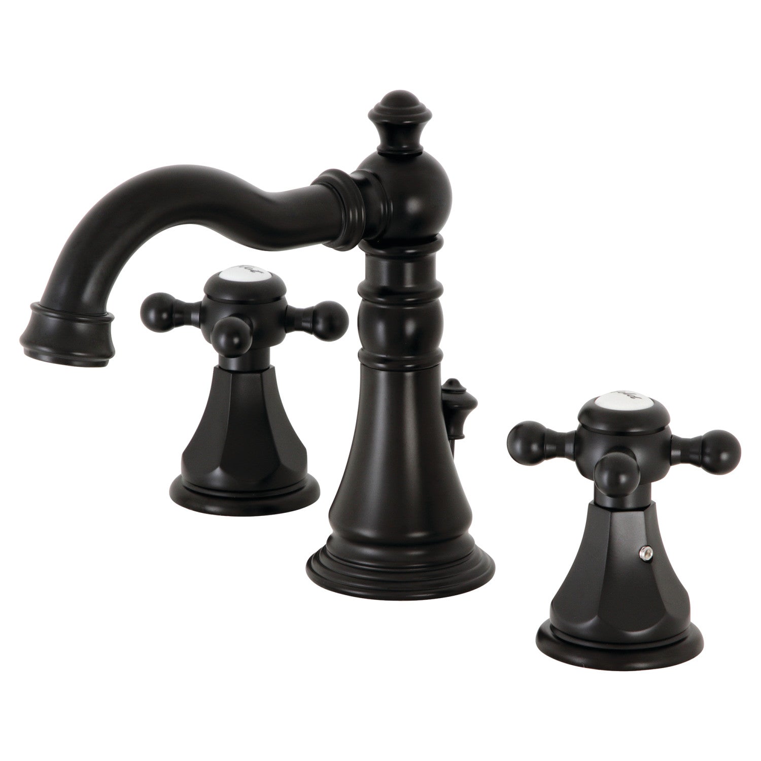 Kingston Heirloom FSC1970BX - Metropolitan Two-Handle 3-Hole Deck Mount Widespread Bathroom Faucet with Brass Pop-Up, Matte Black