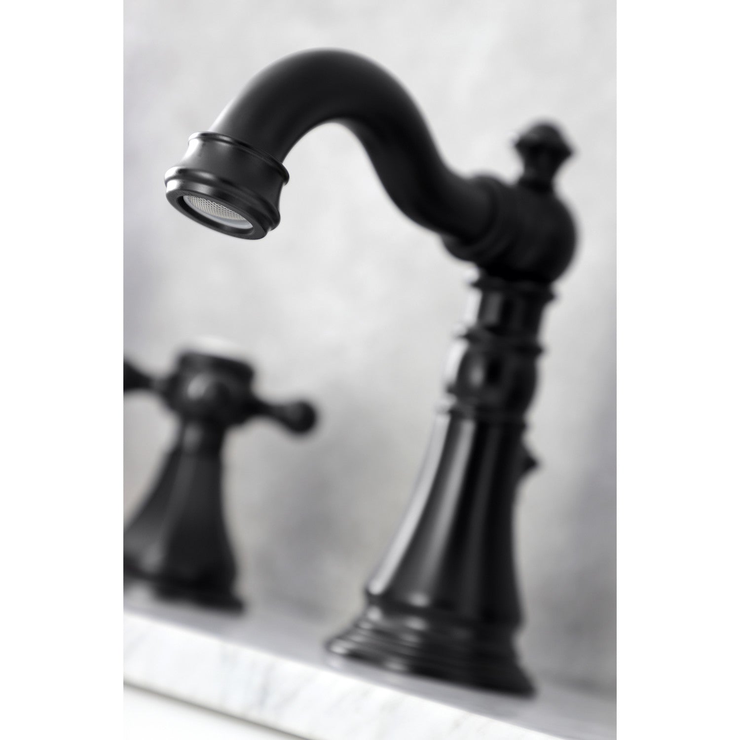 Kingston Heirloom FSC1970BX - Metropolitan Two-Handle 3-Hole Deck Mount Widespread Bathroom Faucet with Brass Pop-Up, Matte Black — thumbnail 2