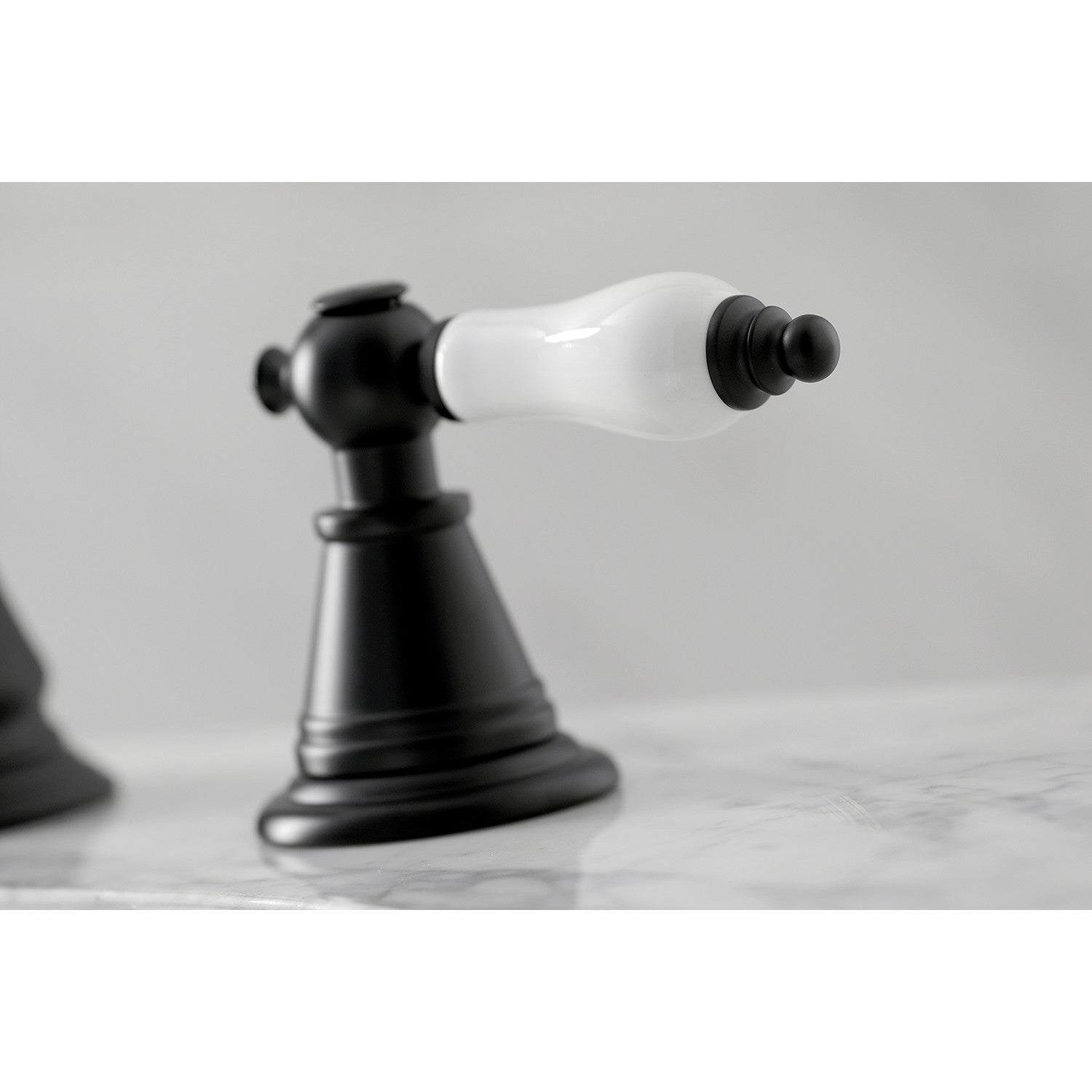 Kingston Heirloom FSC1970PL - English Classic Two-Handle 3-Hole Deck Mount Widespread Bathroom Faucet with Brass Pop-Up, Matte Black — thumbnail 2