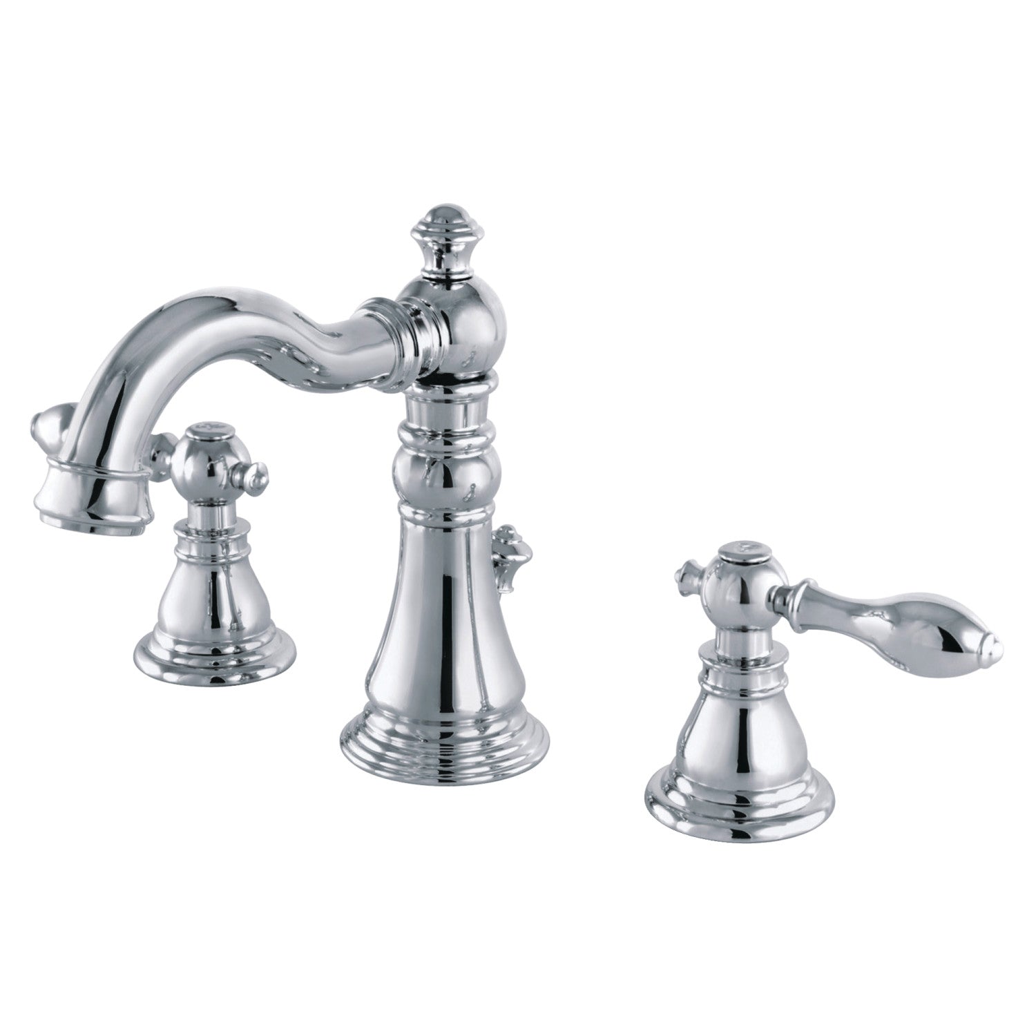 Kingston Heirloom FSC1971ACL - American Classic Two-Handle 3-Hole Deck Mount Widespread Bathroom Faucet with Pop-Up Drain, Polished Chrome