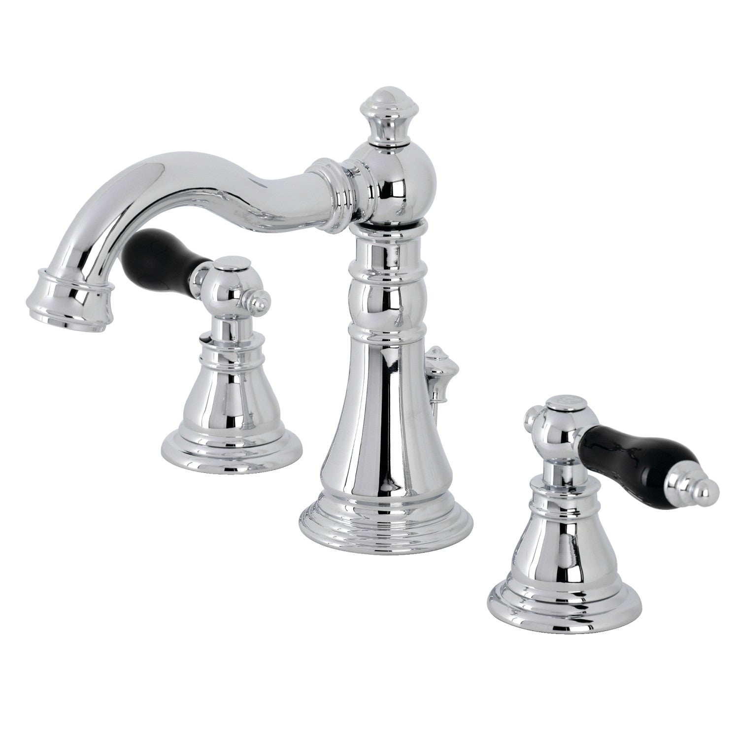 Kingston Heirloom FSC1971AKL - Duchess Two-Handle 3-Hole Deck Mount Widespread Bathroom Faucet with Pop-Up Drain, Polished Chrome