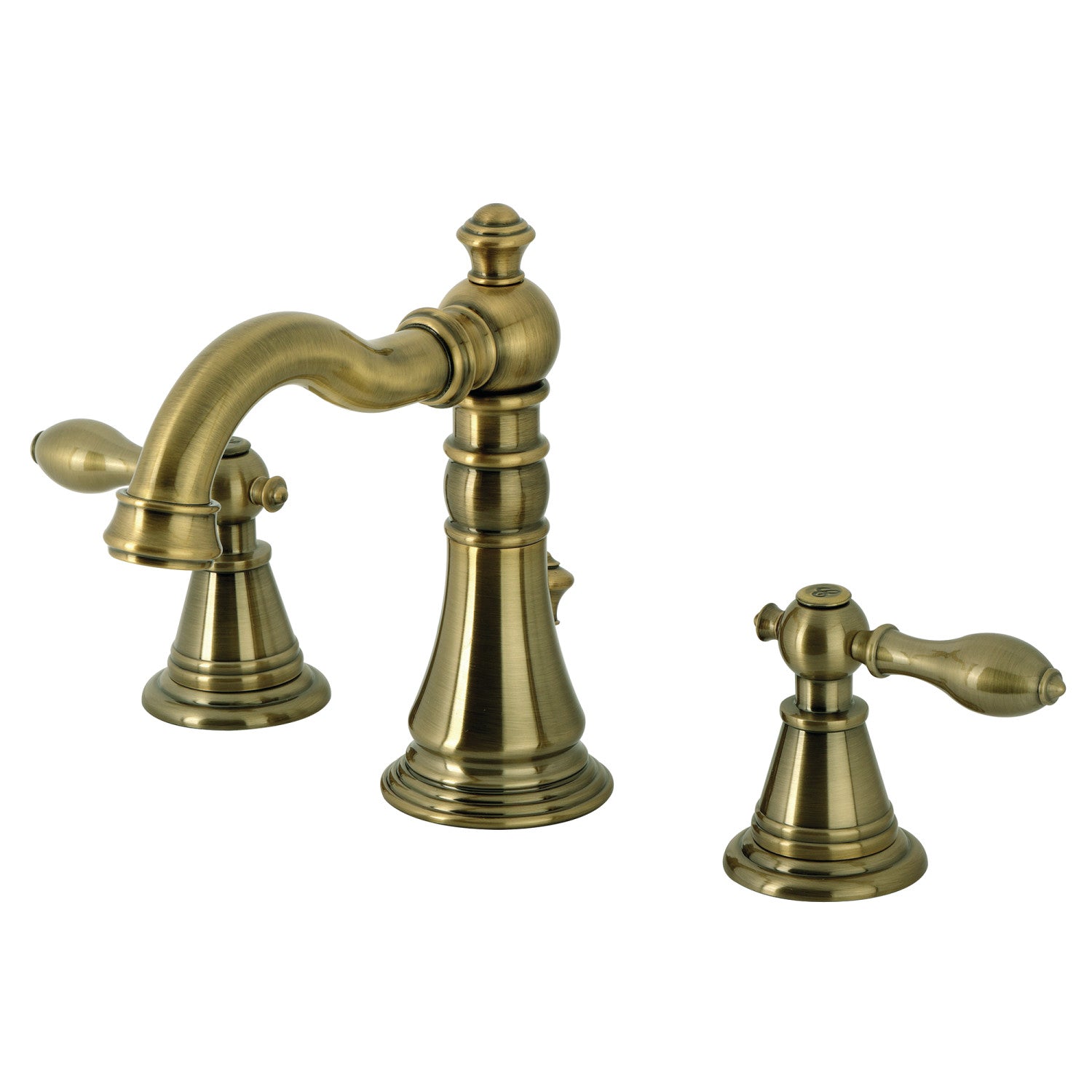 Kingston Heirloom FSC19733AL - English Classic Two-Handle 3-Hole Deck Mount Widespread Bathroom Faucet with Brass Pop-Up, Antique Brass
