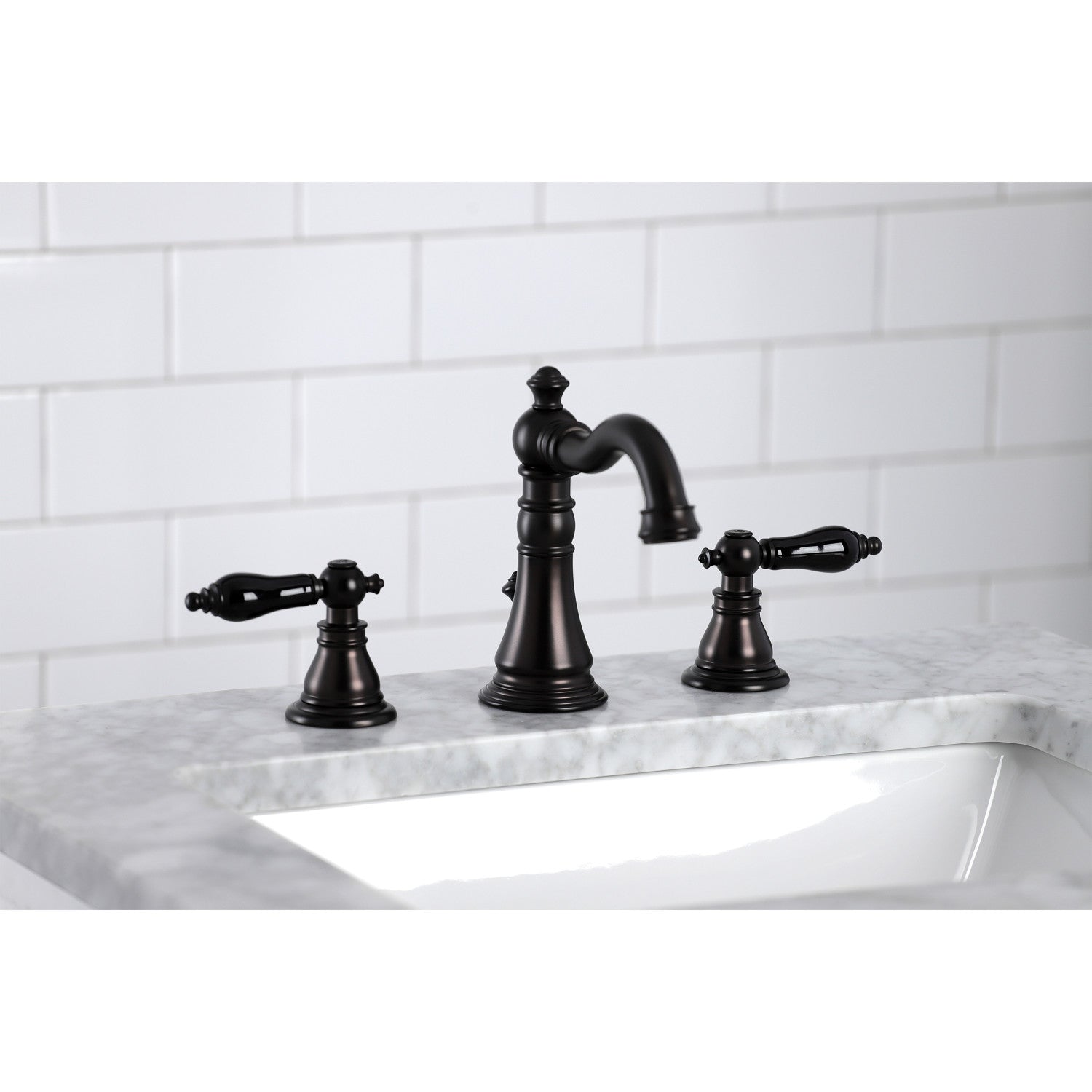 Kingston Heirloom FSC1975AKL - Duchess Two-Handle 3-Hole Deck Mount Widespread Bathroom Faucet with Pop-Up Drain, Oil Rubbed Bronze — thumbnail 2