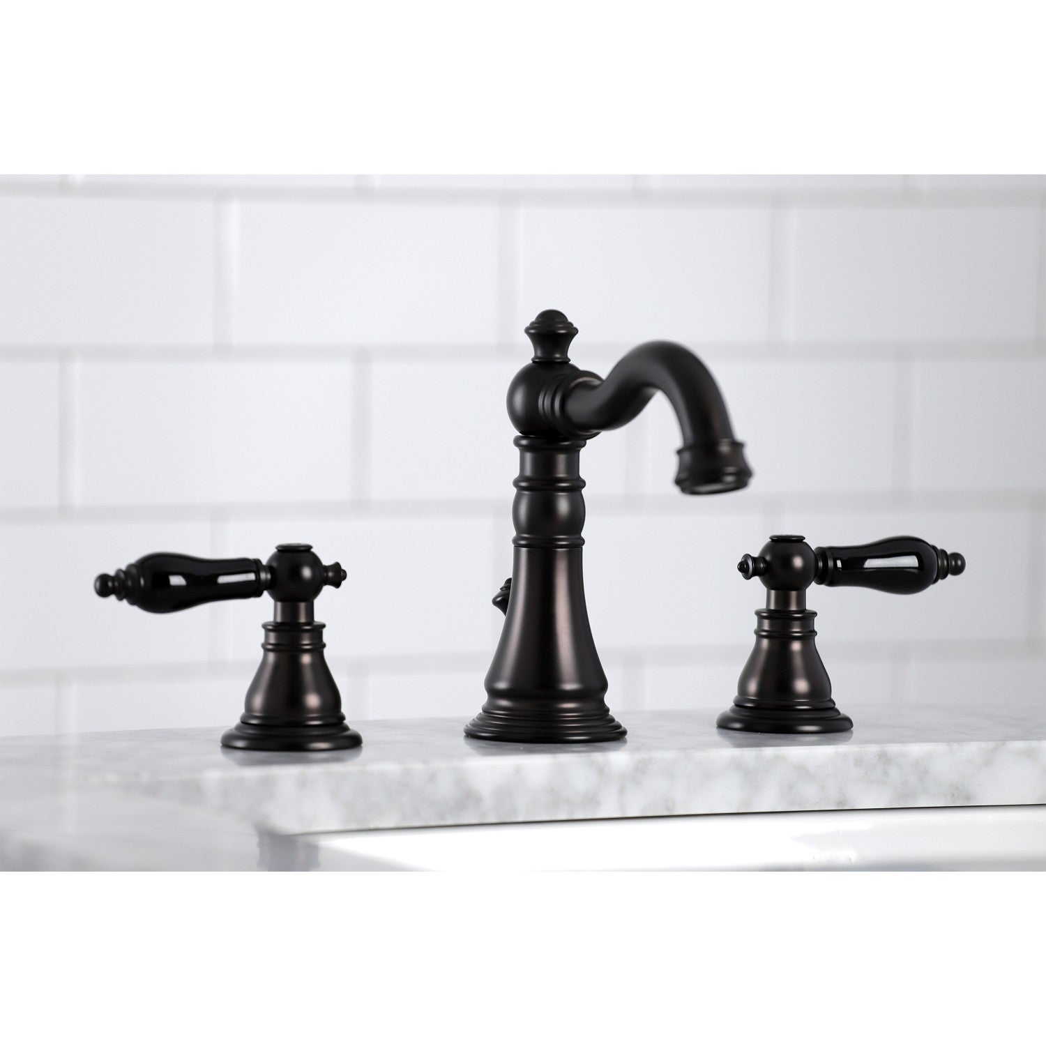 Kingston Heirloom FSC1975AKL - Duchess Two-Handle 3-Hole Deck Mount Widespread Bathroom Faucet with Pop-Up Drain, Oil Rubbed Bronze — thumbnail 3