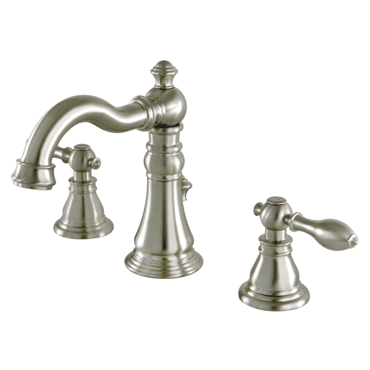 Kingston Heirloom FSC1978ACL - American Classic Two-Handle 3-Hole Deck Mount Widespread Bathroom Faucet with Pop-Up Drain, Brushed Nickel