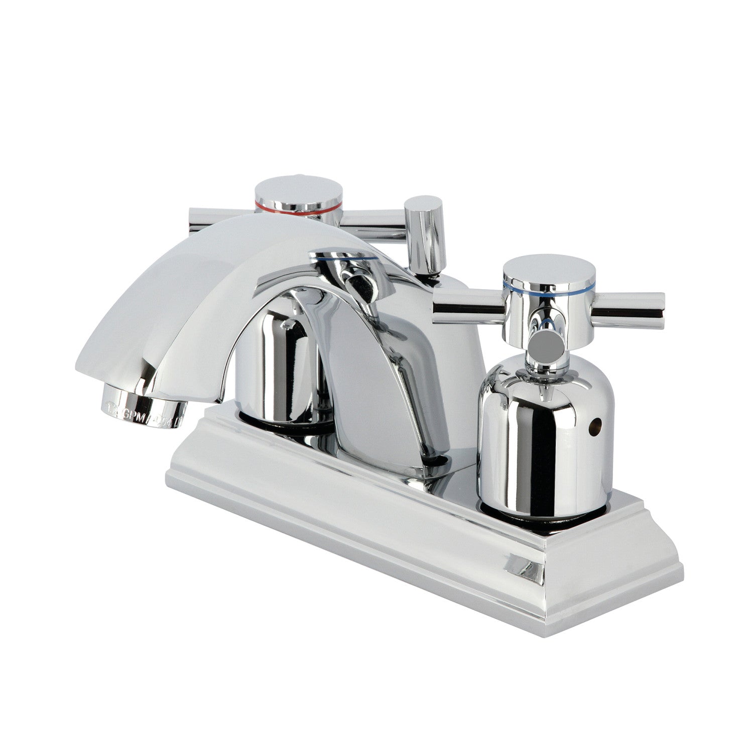 Kingston Tulare FSC4641DX - Concord Double-Handle 3-Hole Deck Mount 4-Inch Centerset Bathroom Faucet with Pop-Up Drain, Polished Chrome