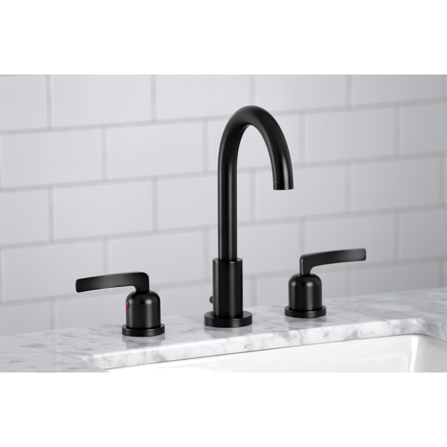 Kingston Sona FSC8920EFL - Centurion Two-Handle 3-Hole Deck Mount Widespread Bathroom Faucet with Brass Pop-Up, Matte Black — thumbnail 2
