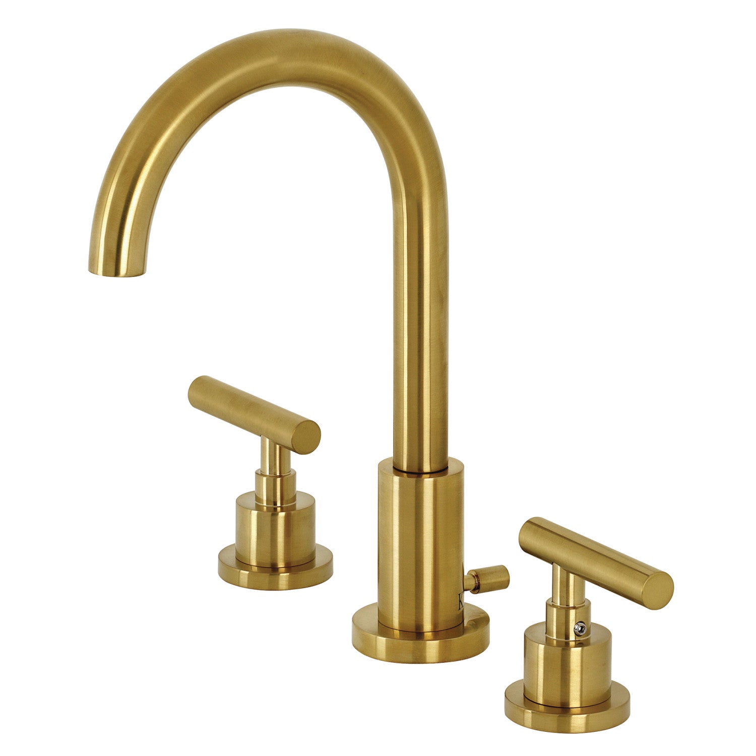 Kingston Sona FSC8923CML - Manhattan Two-Handle 3-Hole Deck Mount Widespread Bathroom Faucet with Brass Pop-Up, Brushed Brass