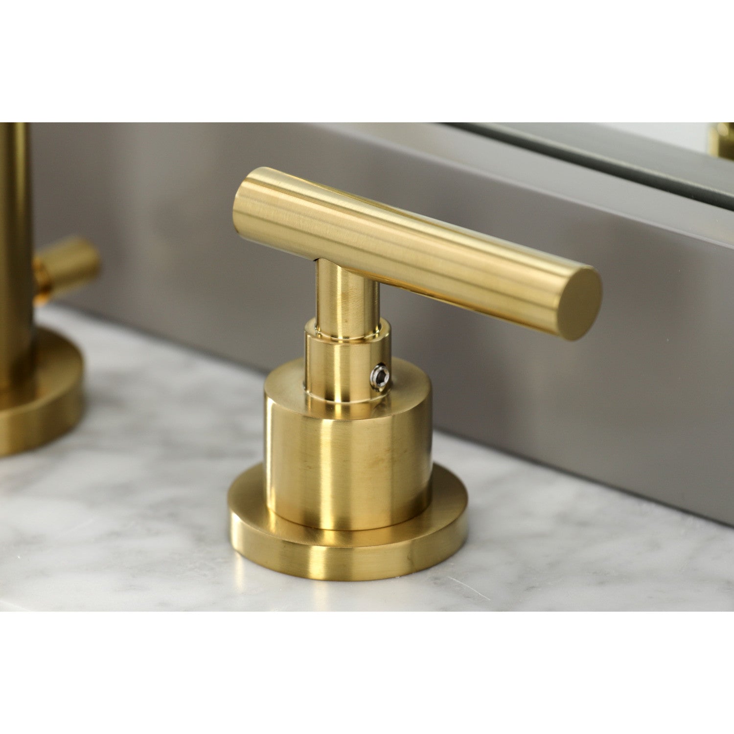 Kingston Sona FSC8923CML - Manhattan Two-Handle 3-Hole Deck Mount Widespread Bathroom Faucet with Brass Pop-Up, Brushed Brass — thumbnail 2