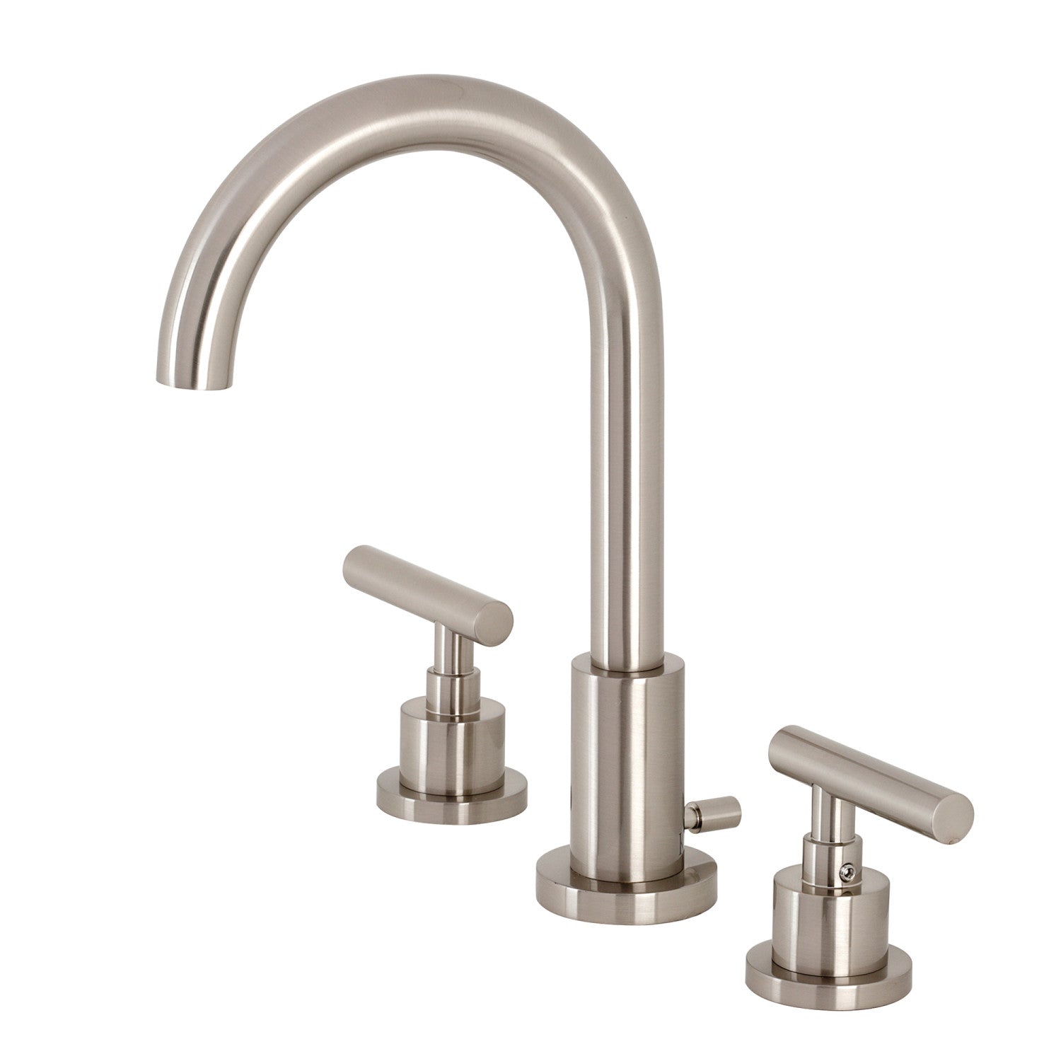Kingston Sona FSC8928CML - Manhattan Two-Handle 3-Hole Deck Mount Widespread Bathroom Faucet with Brass Pop-Up, Brushed Nickel