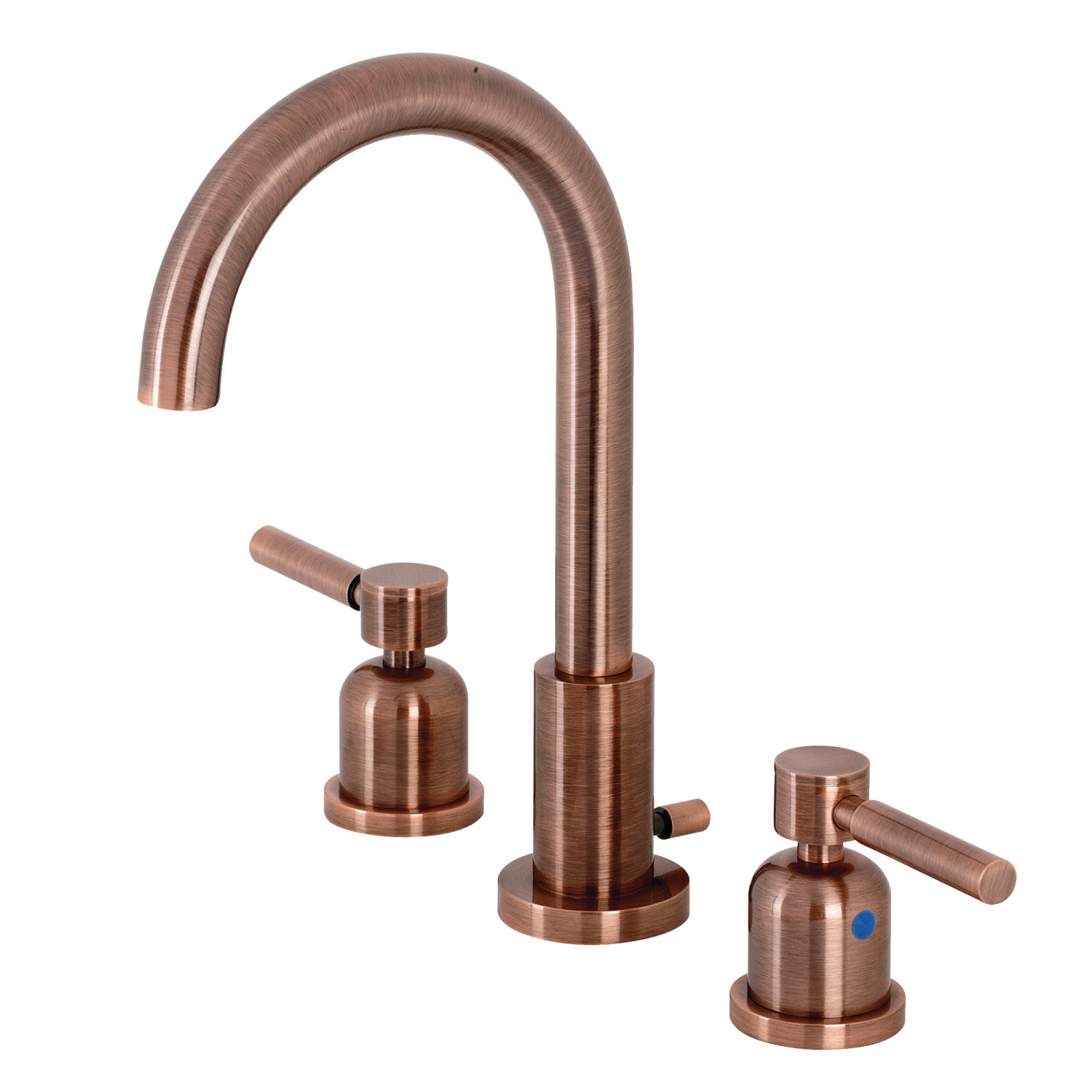 Kingston Sona FSC892DLAC - Concord Two-Handle 3-Hole Deck Mount Widespread Bathroom Faucet with Brass Pop-Up, Antique Copper