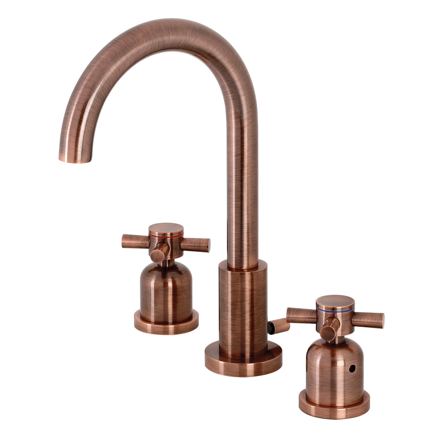 Kingston Sona FSC892DXAC - Concord Two-Handle 3-Hole Deck Mount Widespread Bathroom Faucet with Brass Pop-Up, Antique Copper